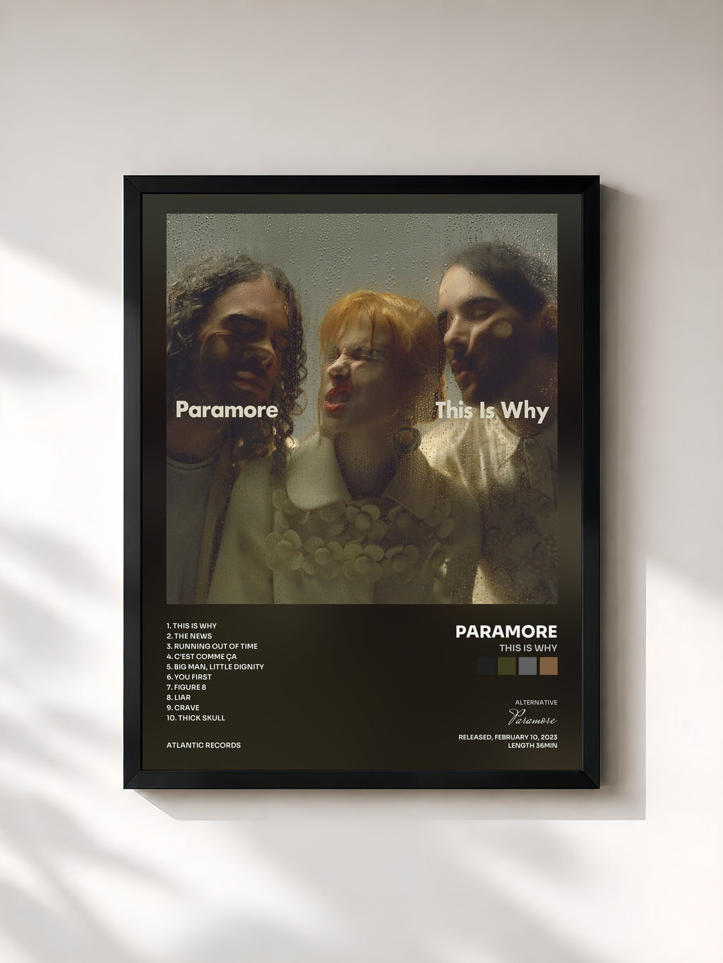 #noir Tableau de l'album This Is Why de Paramore, cadre noir, imprimé et encadré en France