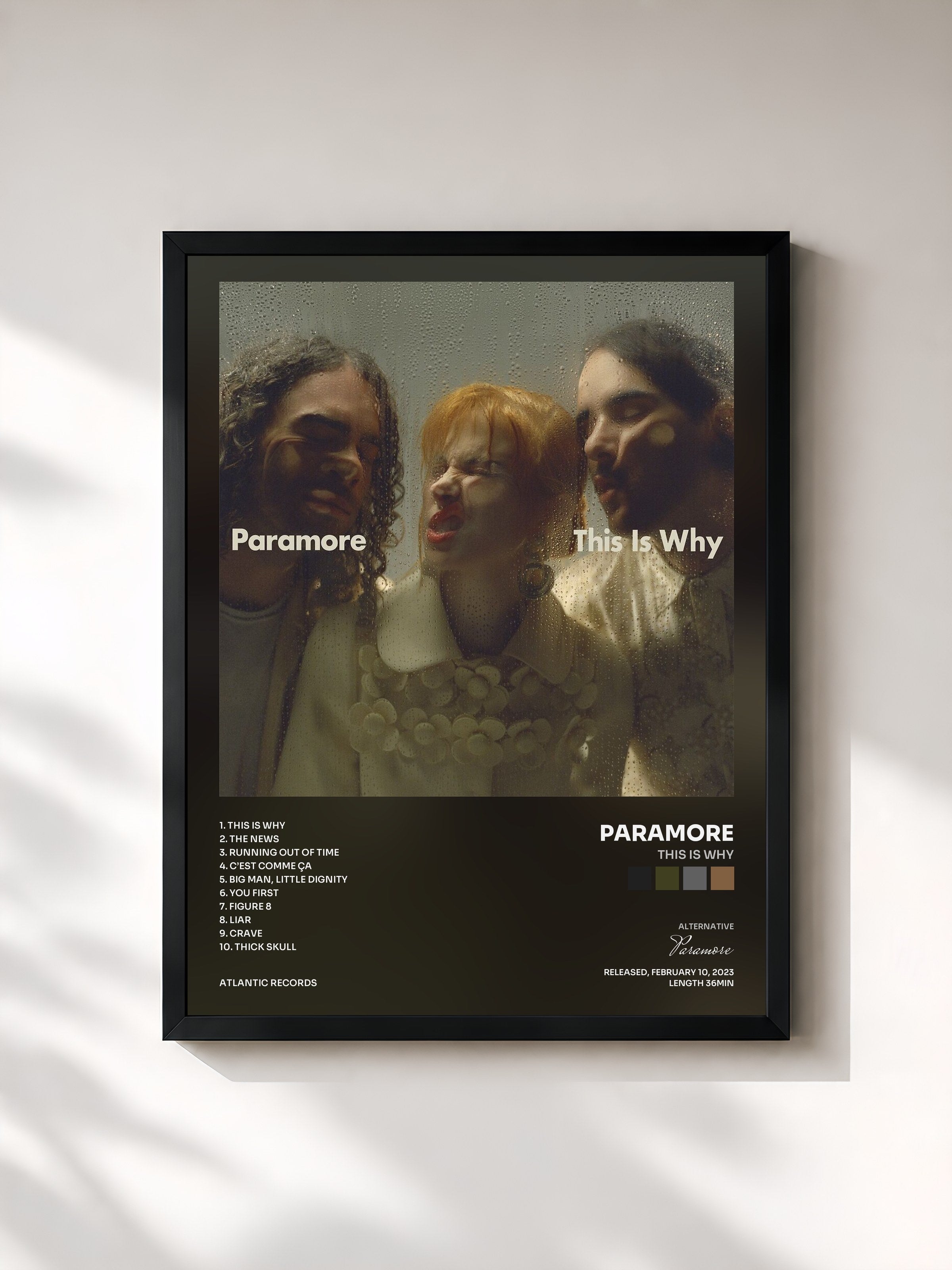 #noir Tableau de l'album This Is Why de Paramore, cadre noir, imprimé et encadré en France