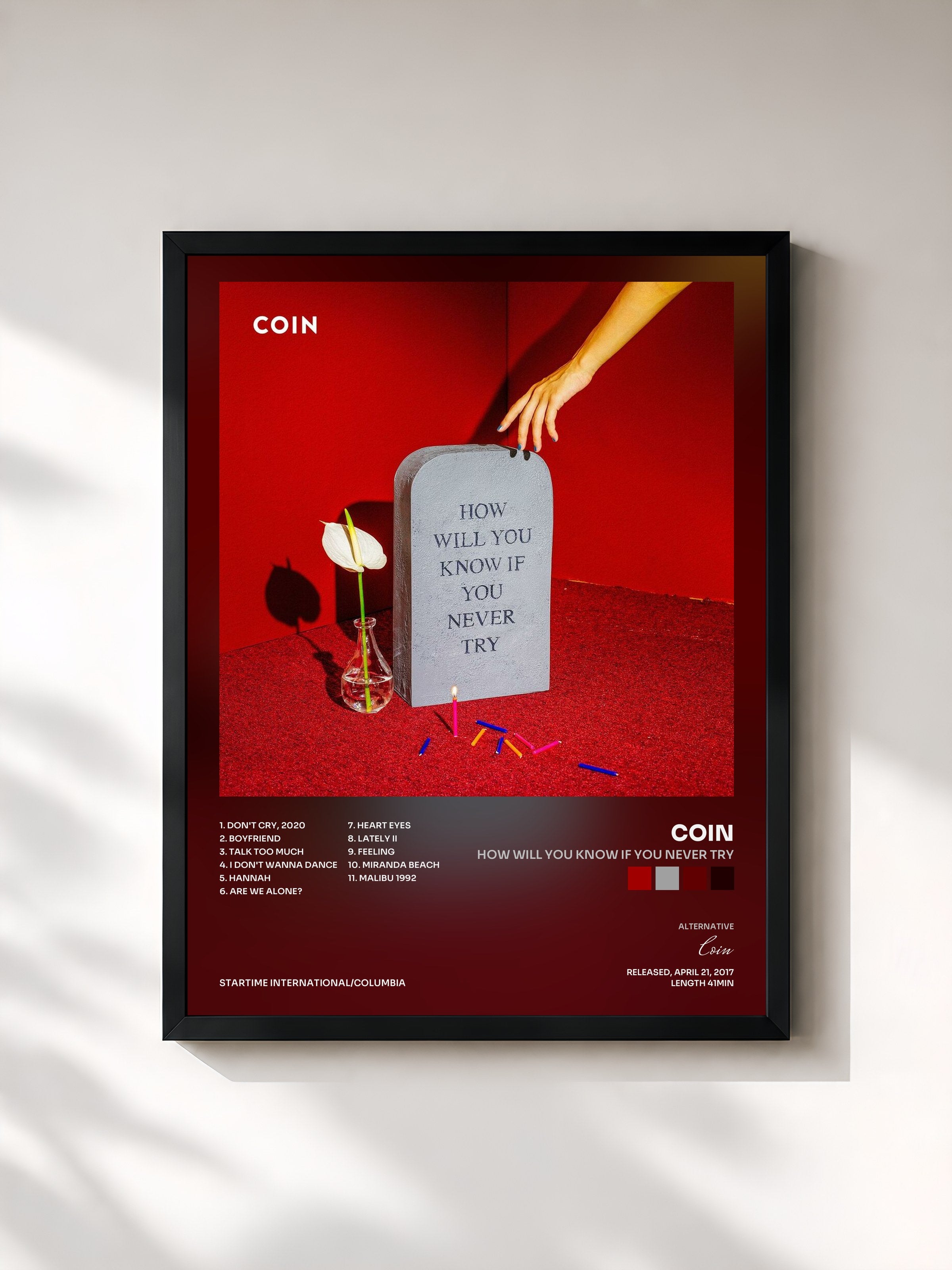 #noir Tableau de l'album How Will You Know If You Never Try de Coin, cadre noir, imprimé et encadré en France