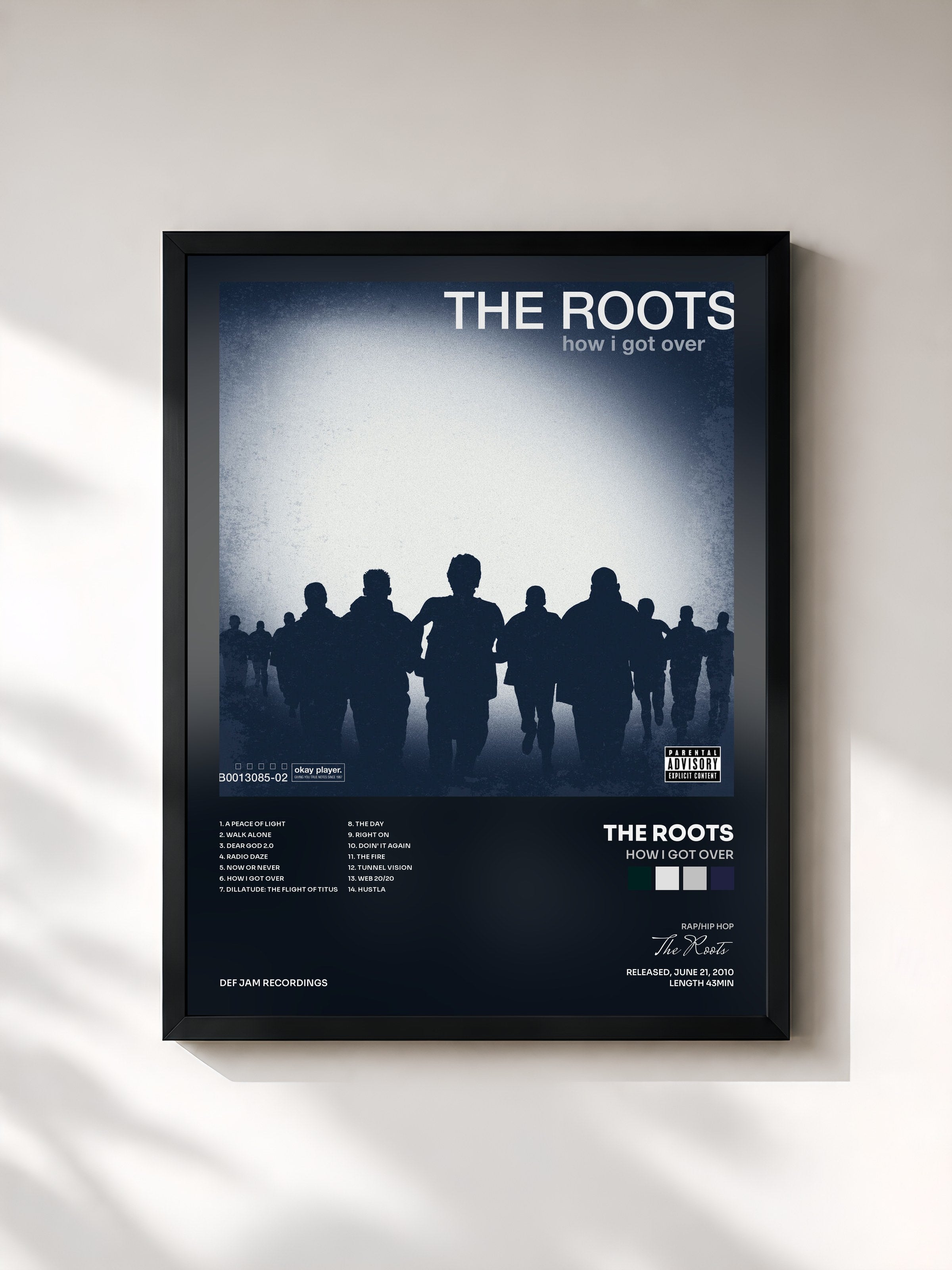 #noir Tableau de l'album How I Got Over de The Roots, cadre noir, imprimé et encadré en France