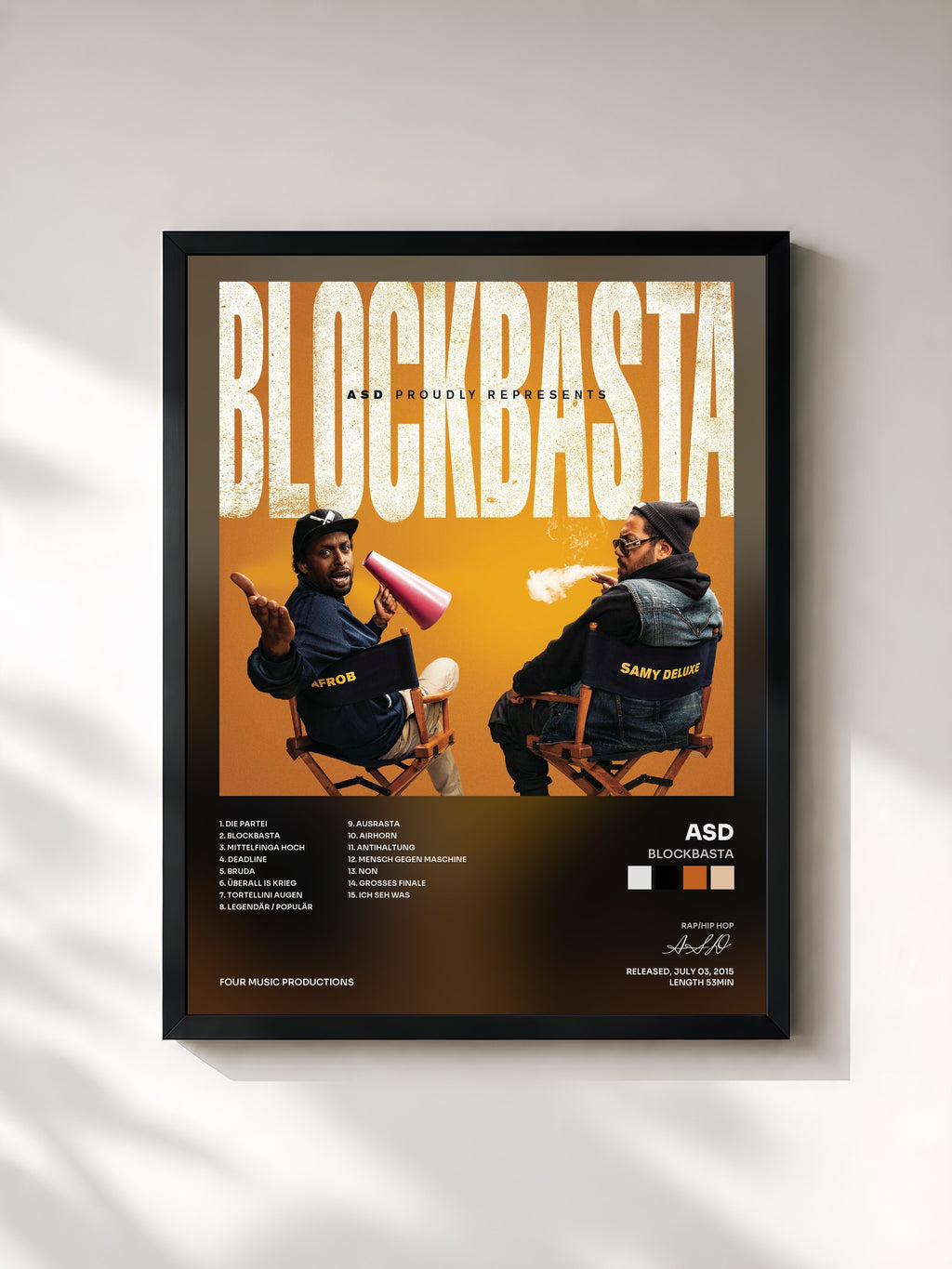 #noir Tableau de l'album Blockbasta de ASD, cadre noir, imprimé et encadré en France