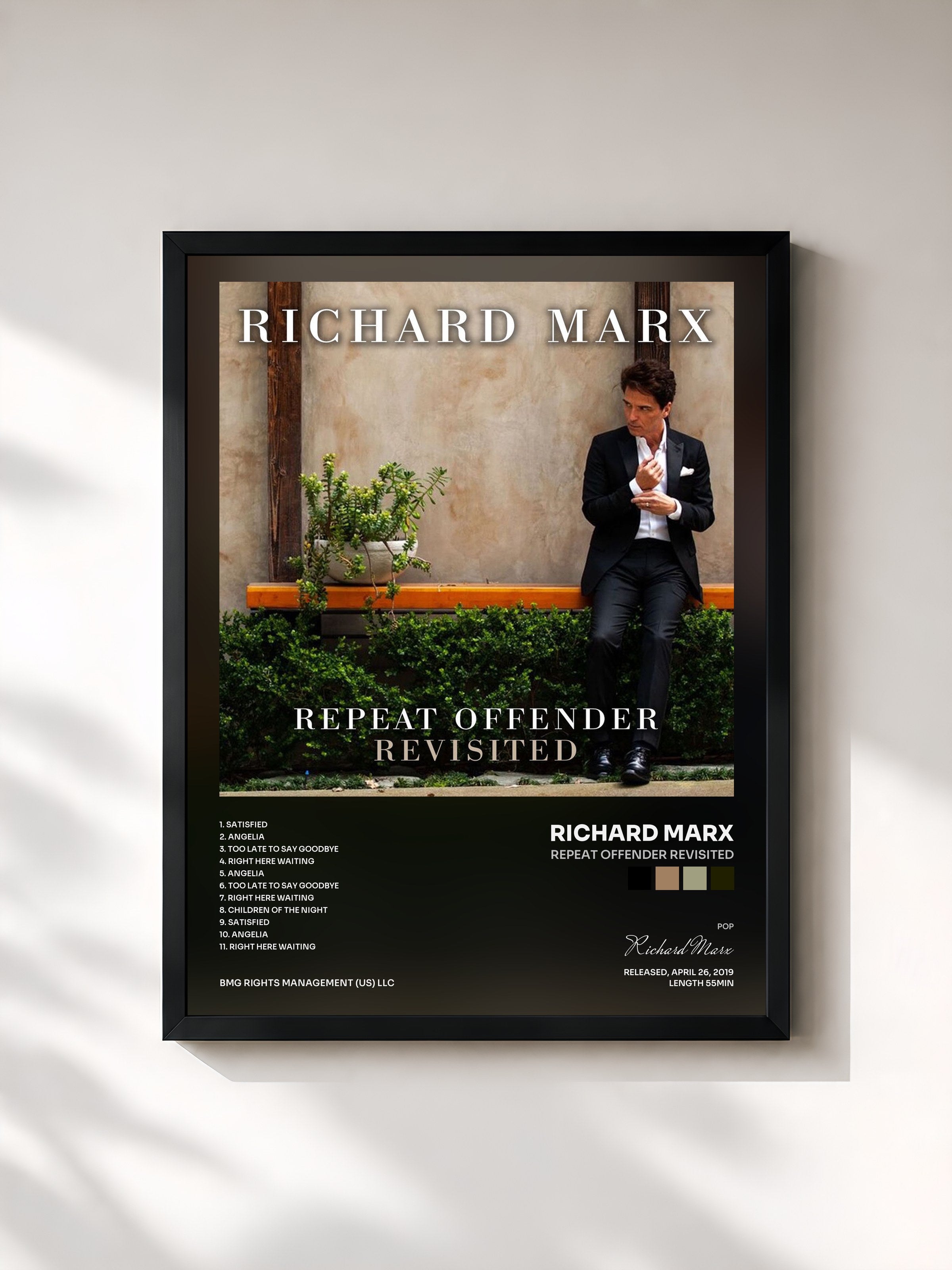 #noir Tableau de l'album Repeat Offender Revisited de Richard Marx, cadre noir, imprimé et encadré en France