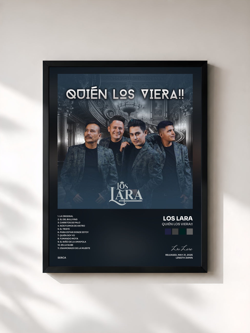 #noir Tableau de l'album Quién Los Viera!! de Los Lara, cadre noir, imprimé et encadré en France