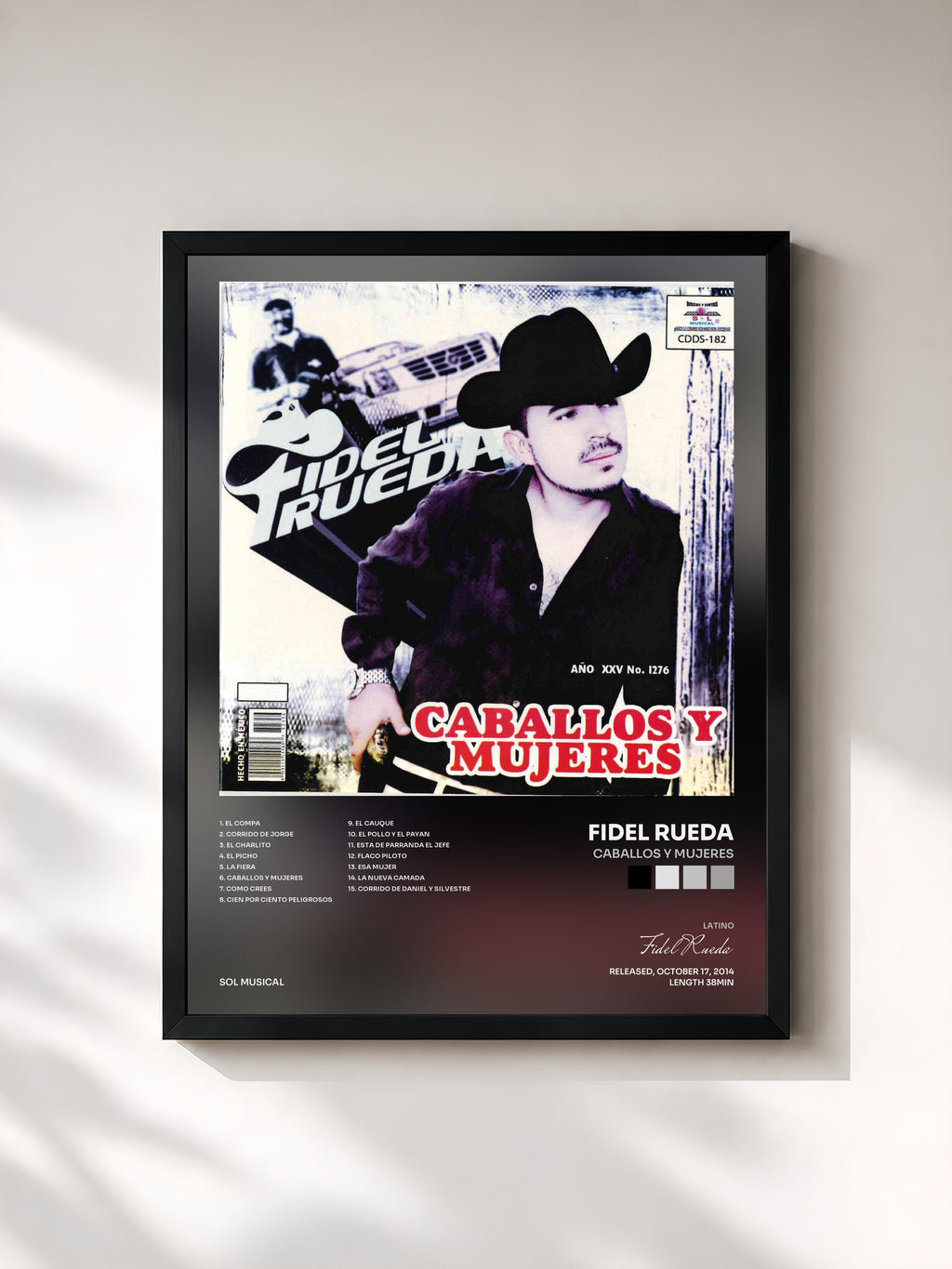 #noir Tableau de l'album Caballos y Mujeres de Fidel Rueda, cadre noir, imprimé et encadré en France