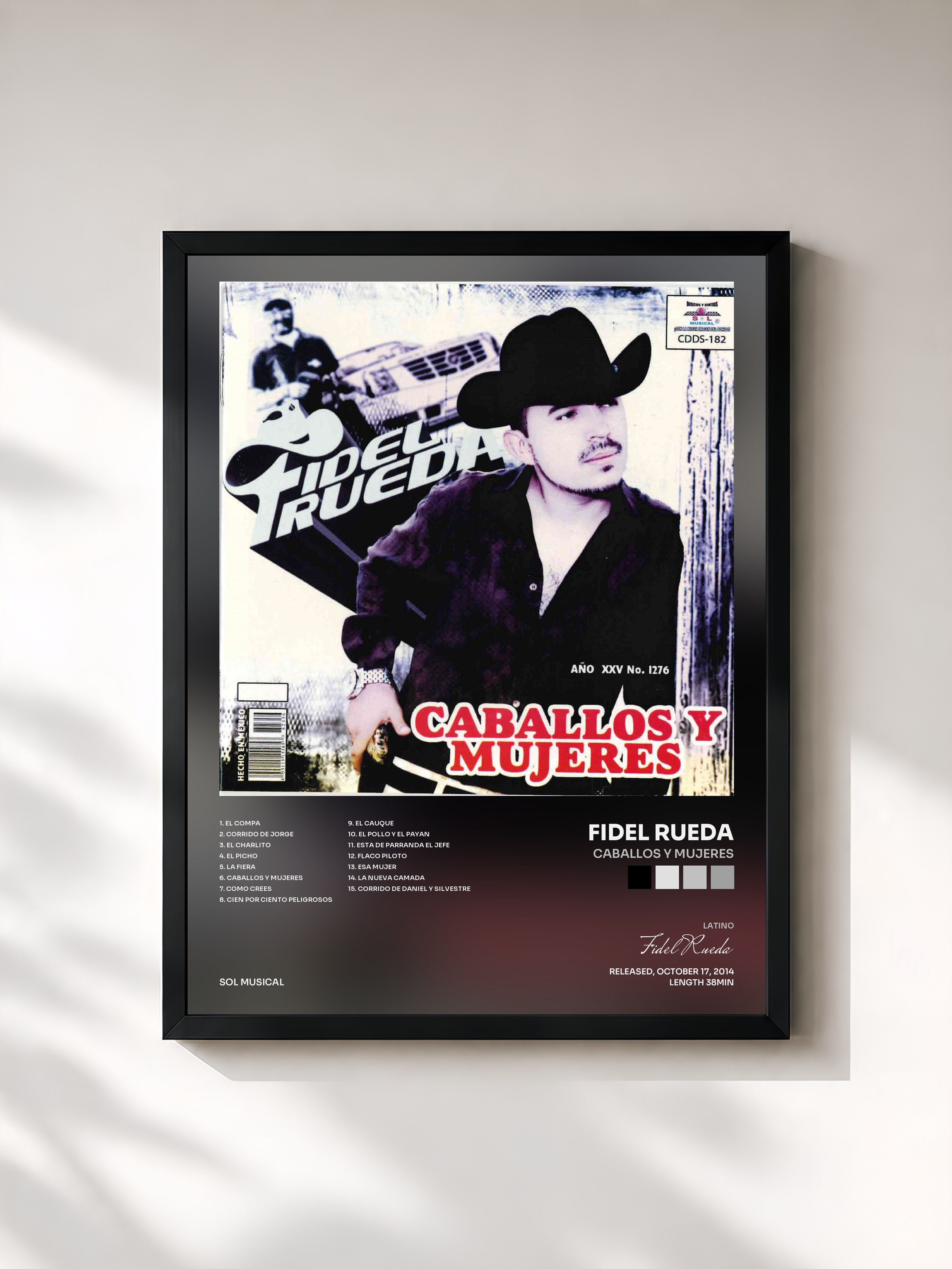 #noir Tableau de l'album Caballos y Mujeres de Fidel Rueda, cadre noir, imprimé et encadré en France