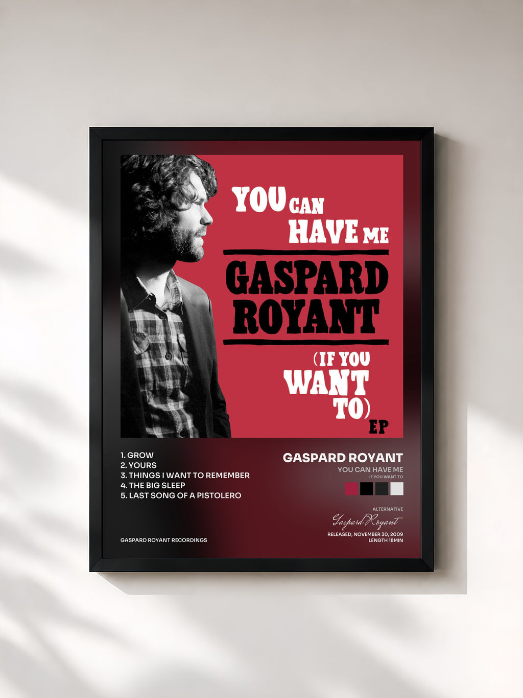 #noir Tableau de l'album You Can Have Me (If You Want to) - EP de Gaspard Royant, cadre noir, imprimé et encadré en France