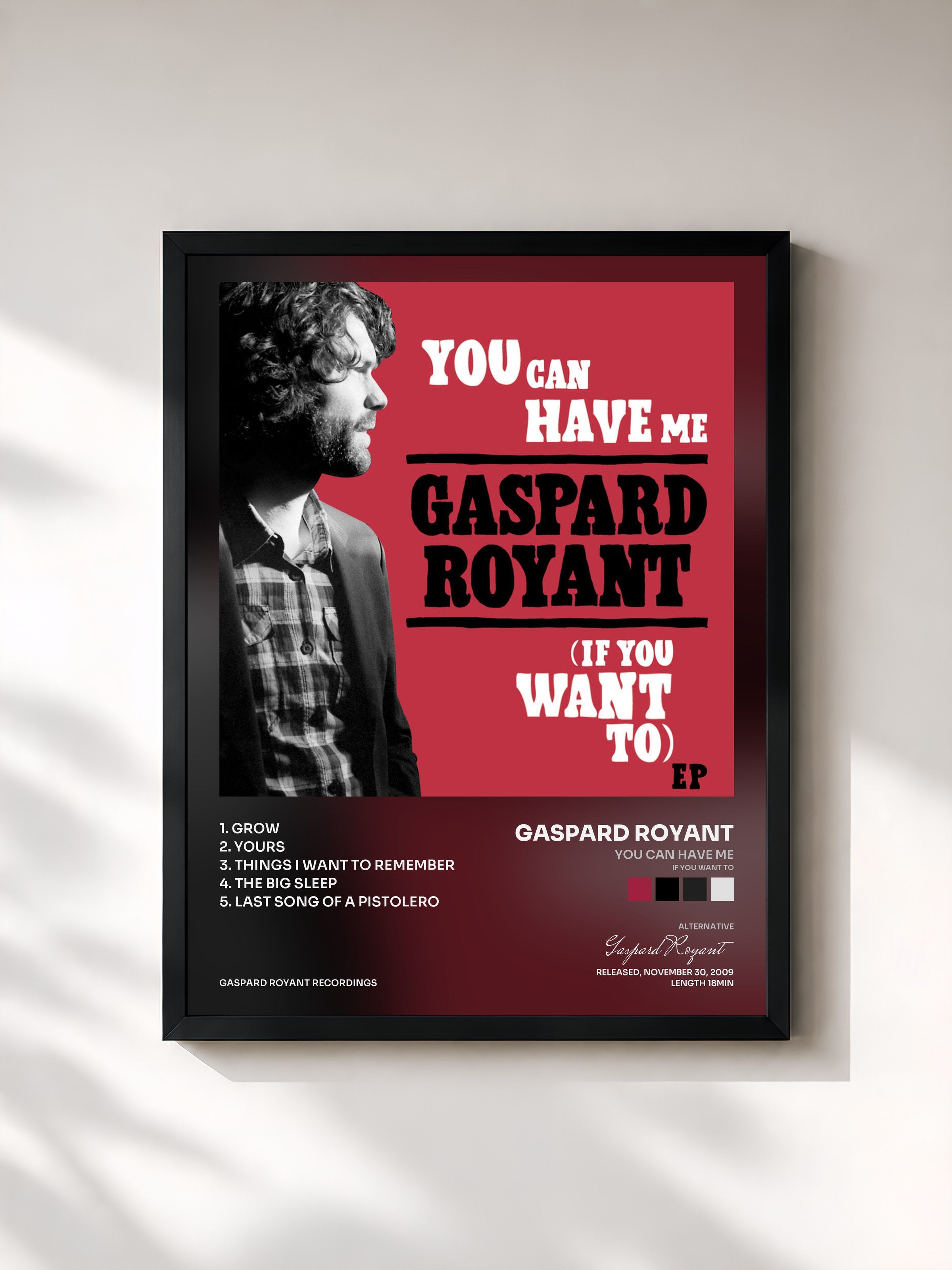 #noir Tableau de l'album You Can Have Me (If You Want to) - EP de Gaspard Royant, cadre noir, imprimé et encadré en France