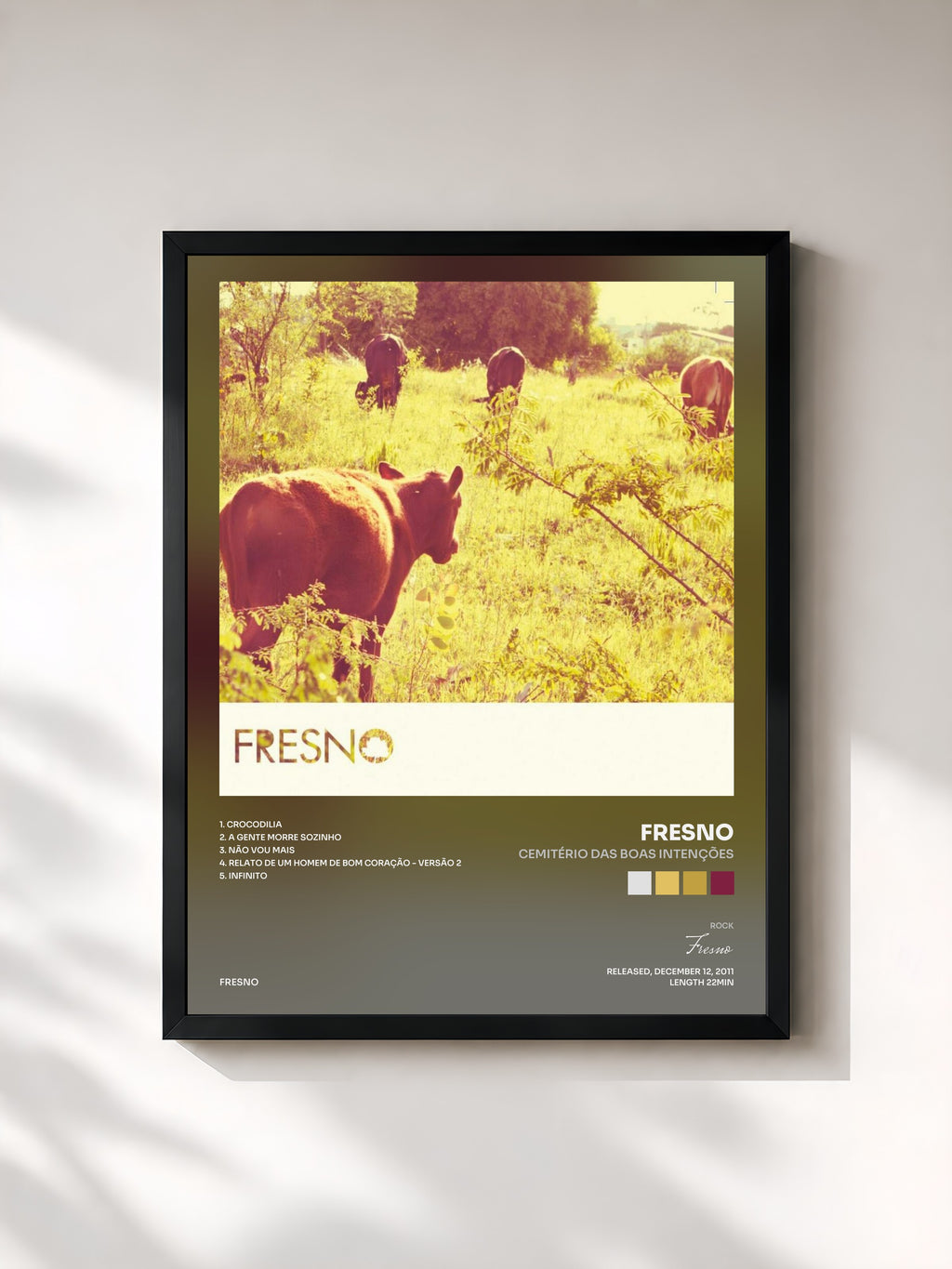 #noir Tableau de l'album Cemitério Das Boas Intenções de Fresno, cadre noir, imprimé et encadré en France