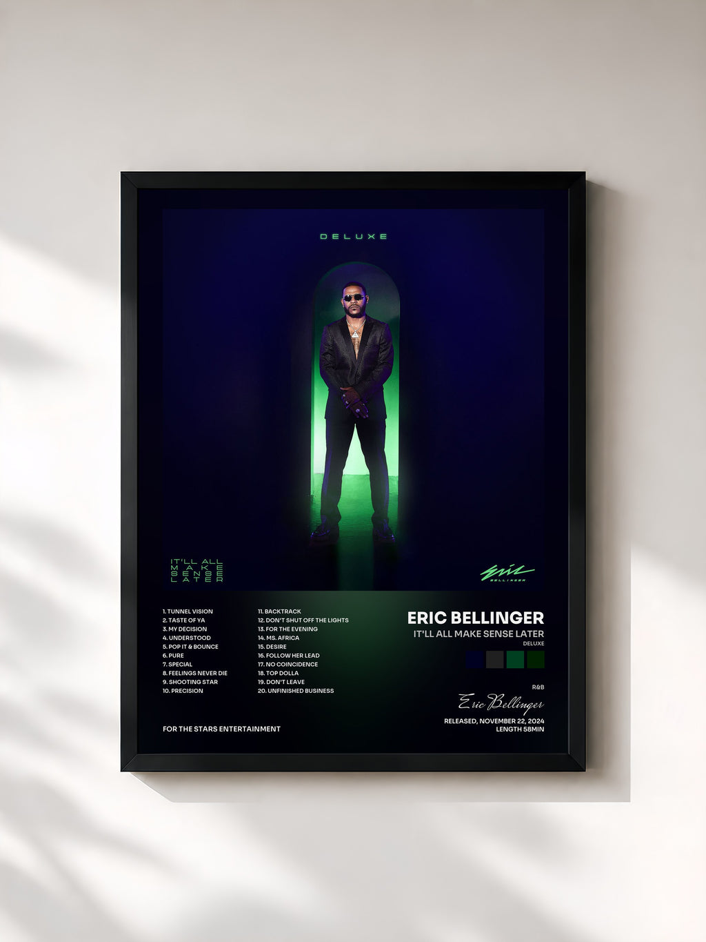 #noir Tableau de l'album It'll All Make Sense Later (Deluxe) de Eric Bellinger, cadre noir, imprimé et encadré en France