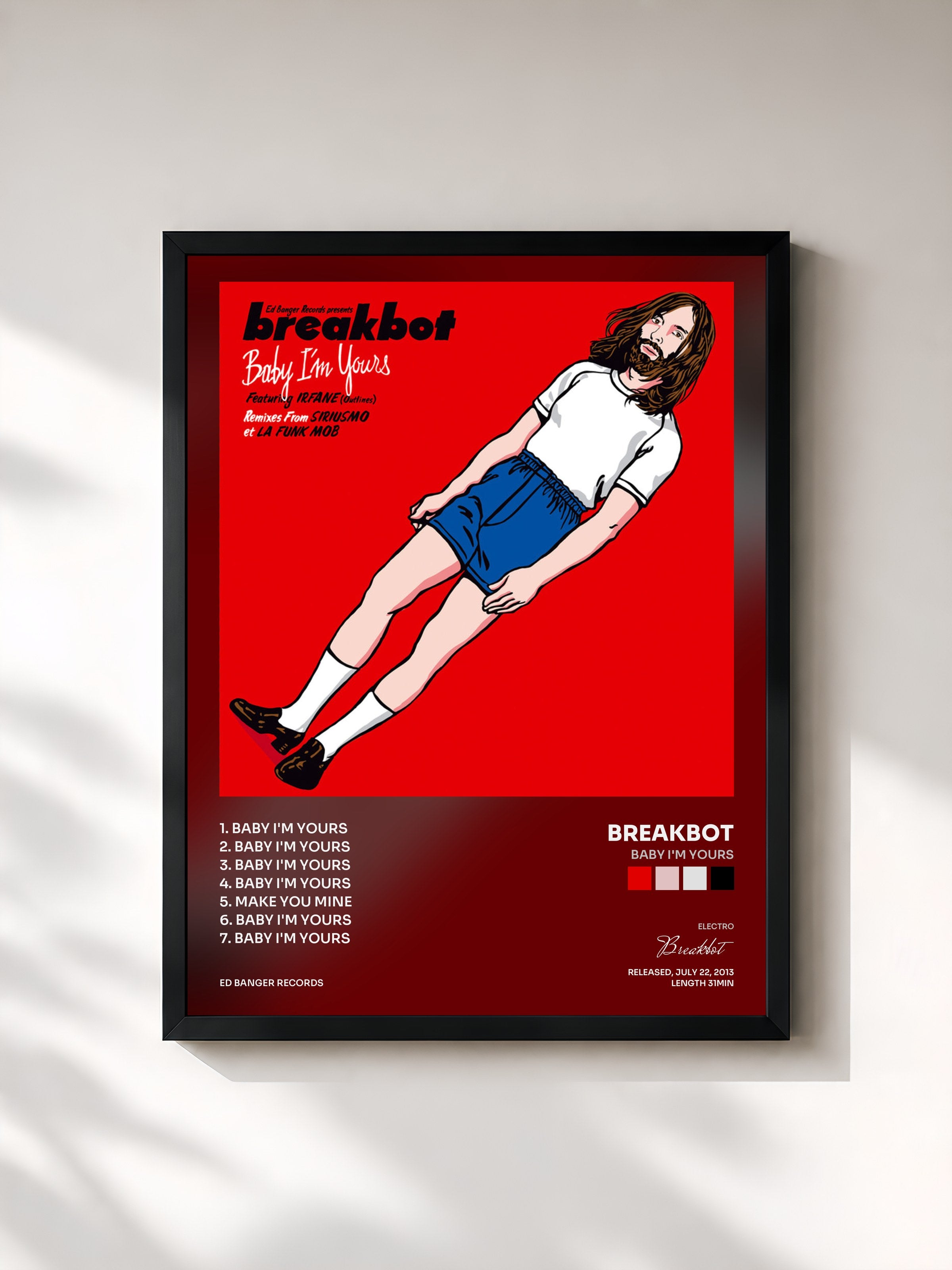 #noir Tableau de l'album Baby I'm Yours de Breakbot, cadre noir, imprimé et encadré en France