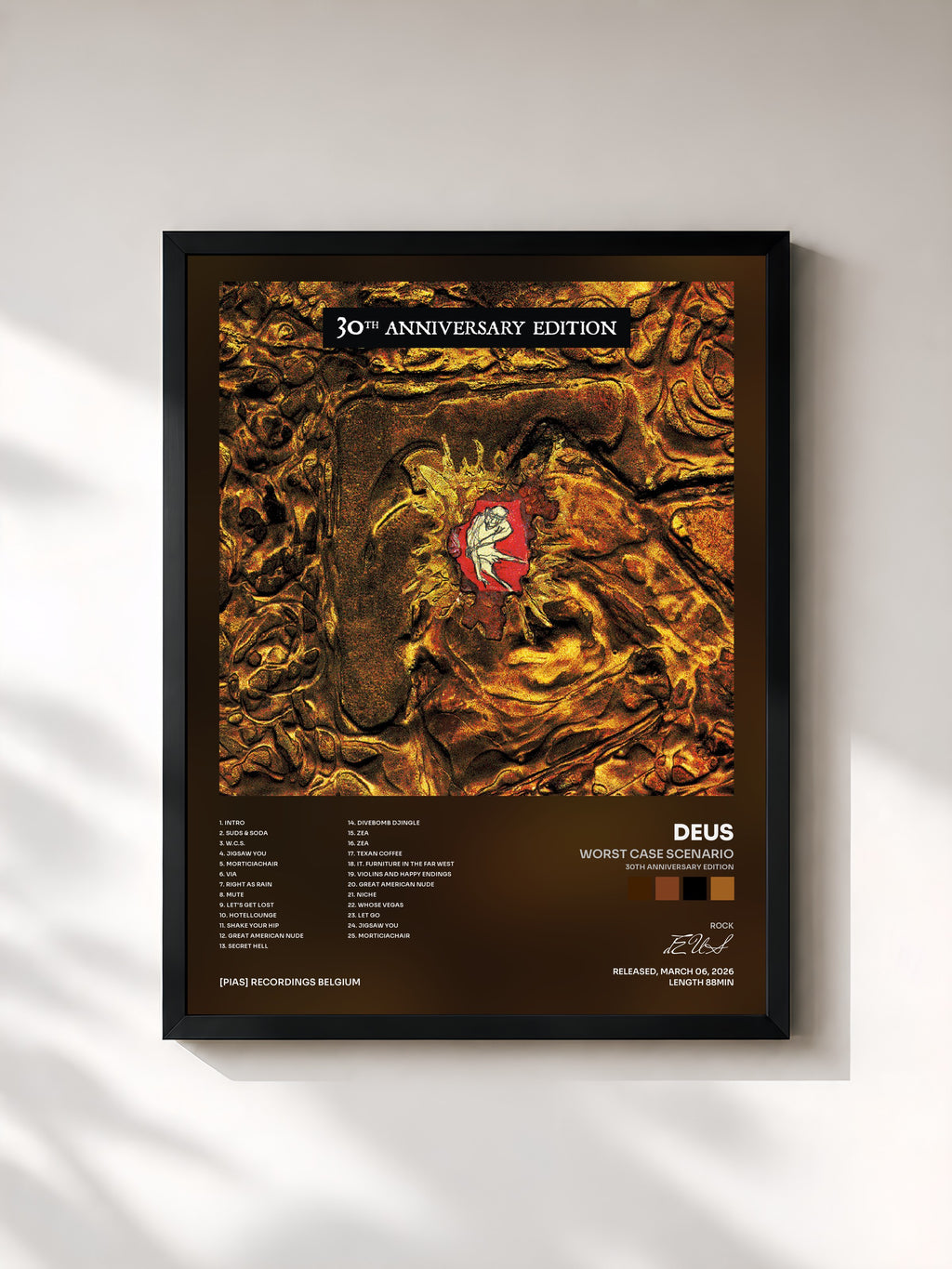 #noir Tableau de l'album Worst Case Scenario (30th Anniversary Edition) de dEUS, cadre noir, imprimé et encadré en France