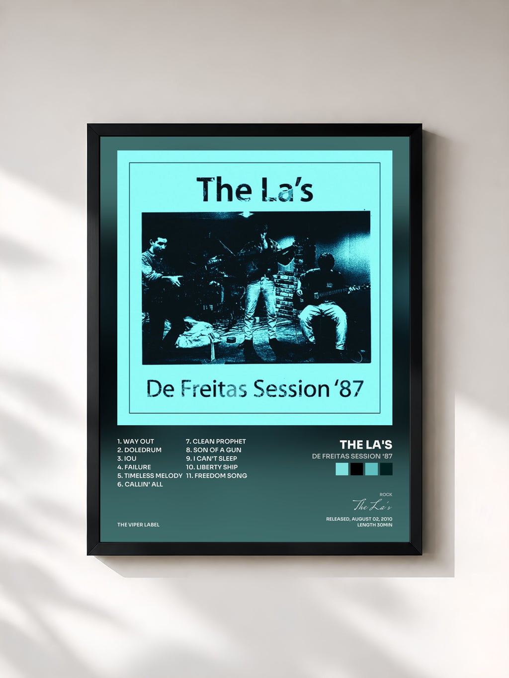 #noir Tableau de l'album De Freitas Session '87 de The La's, cadre noir, imprimé et encadré en France