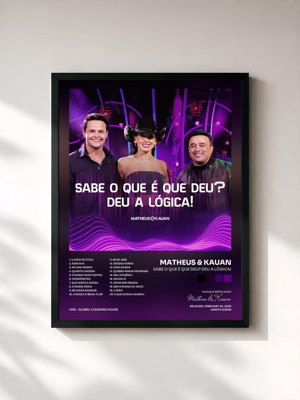 #noir Tableau de l'album Sabe o que é que deu? Deu a lógica! de Matheus & Kauan, cadre noir, imprimé et encadré en France