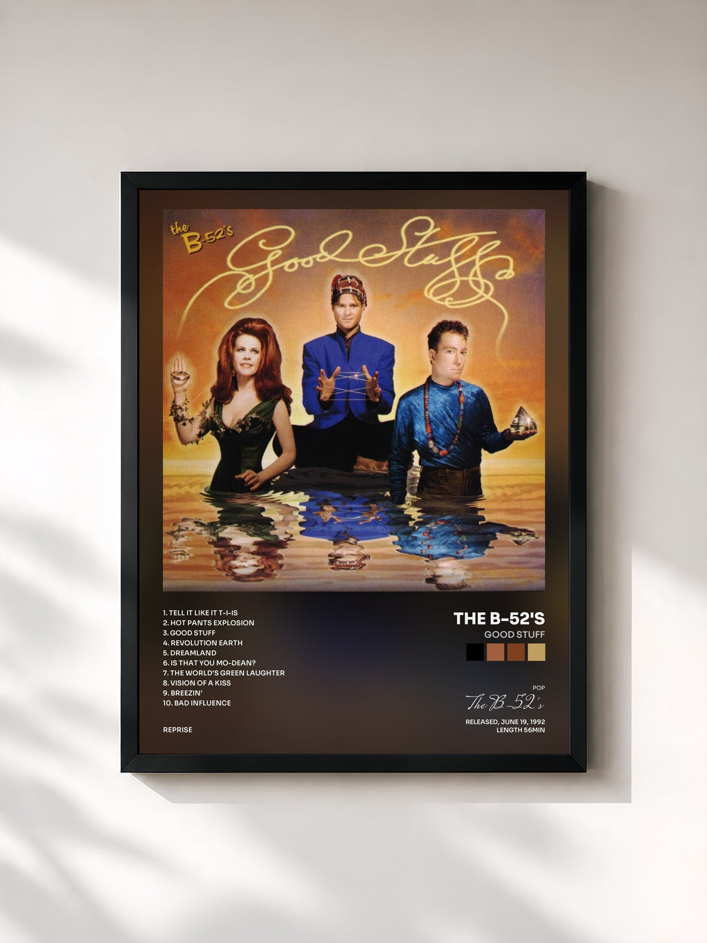#noir Tableau de l'album Good Stuff de The B-52's, cadre noir, imprimé et encadré en France