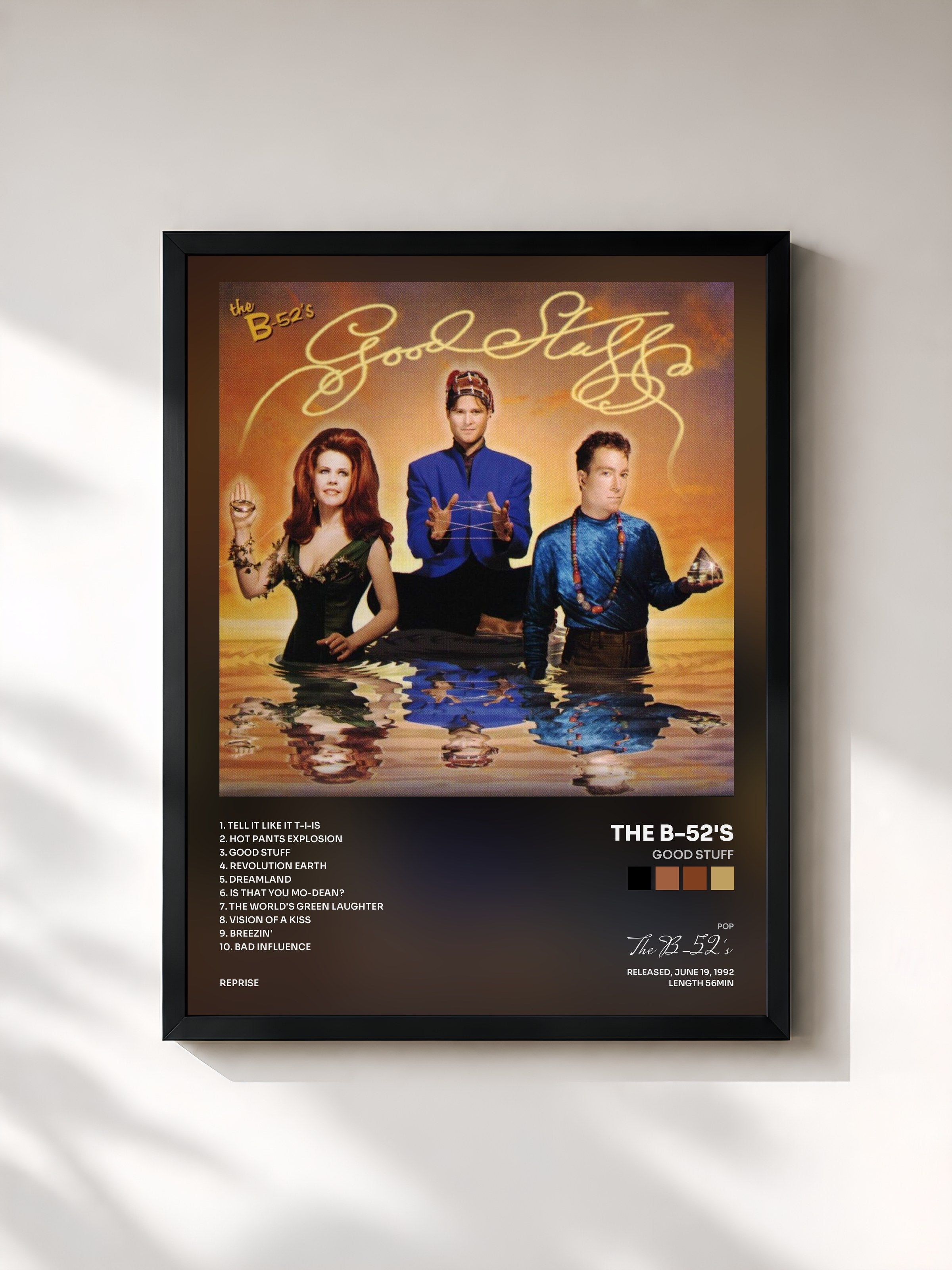 #noir Tableau de l'album Good Stuff de The B-52's, cadre noir, imprimé et encadré en France