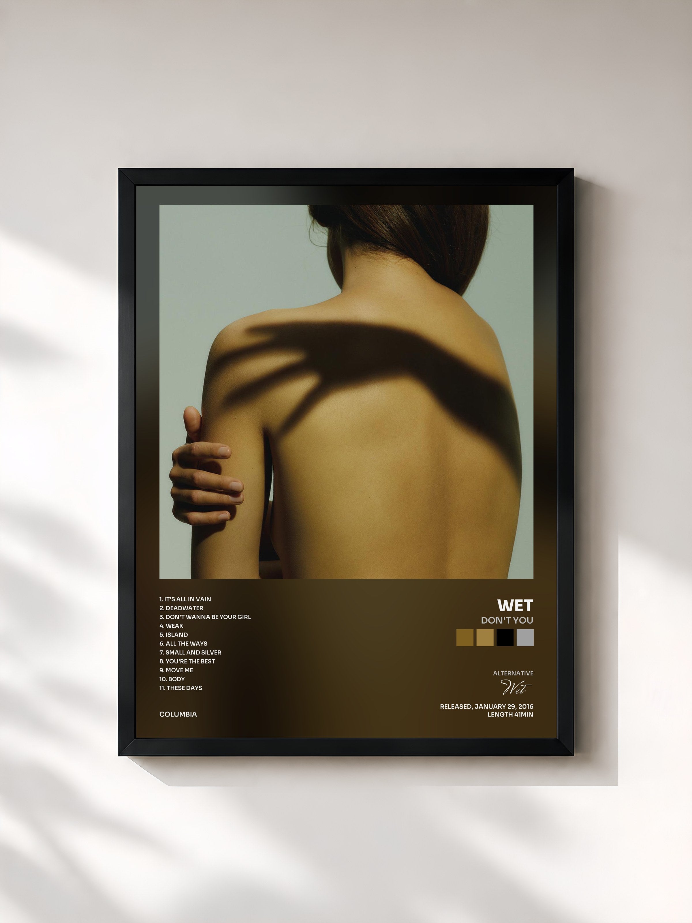 #noir Tableau de l'album Don't You de Wet, cadre noir, imprimé et encadré en France