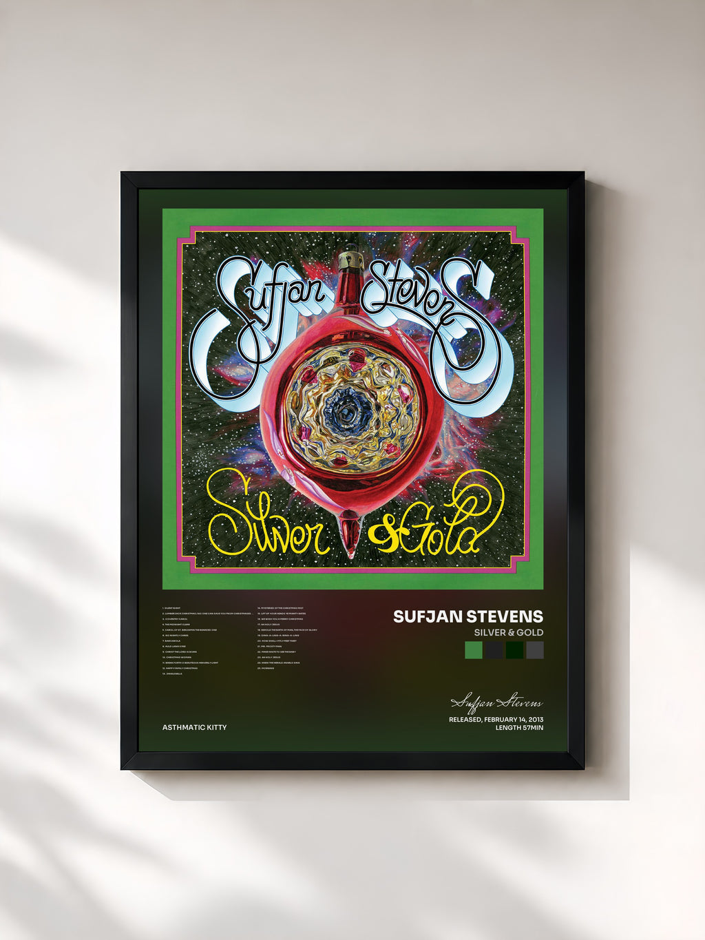 #noir Tableau de l'album Silver & Gold de Sufjan Stevens, cadre noir, imprimé et encadré en France