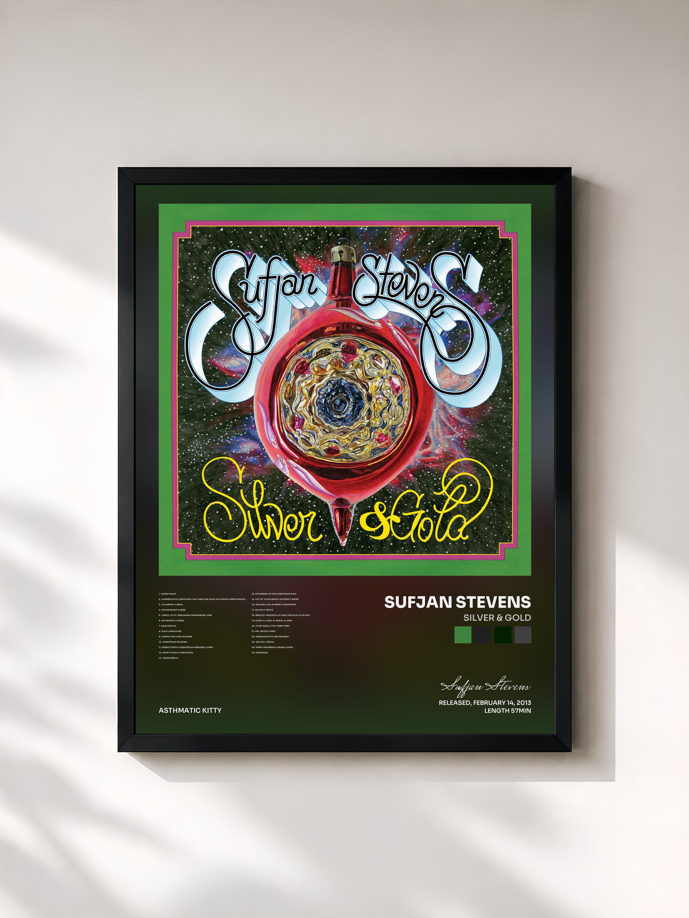 #noir Tableau de l'album Silver & Gold de Sufjan Stevens, cadre noir, imprimé et encadré en France