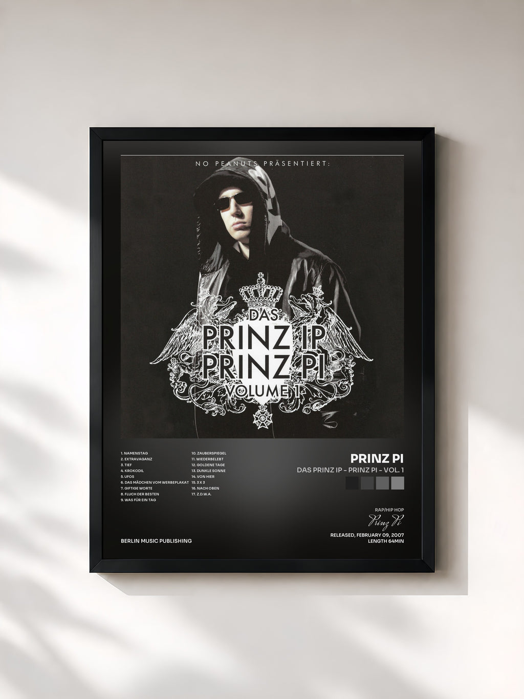 #noir Tableau de l'album Das Prinz Ip - Prinz Pi - Vol. 1 de Prinz Pi, cadre noir, imprimé et encadré en France