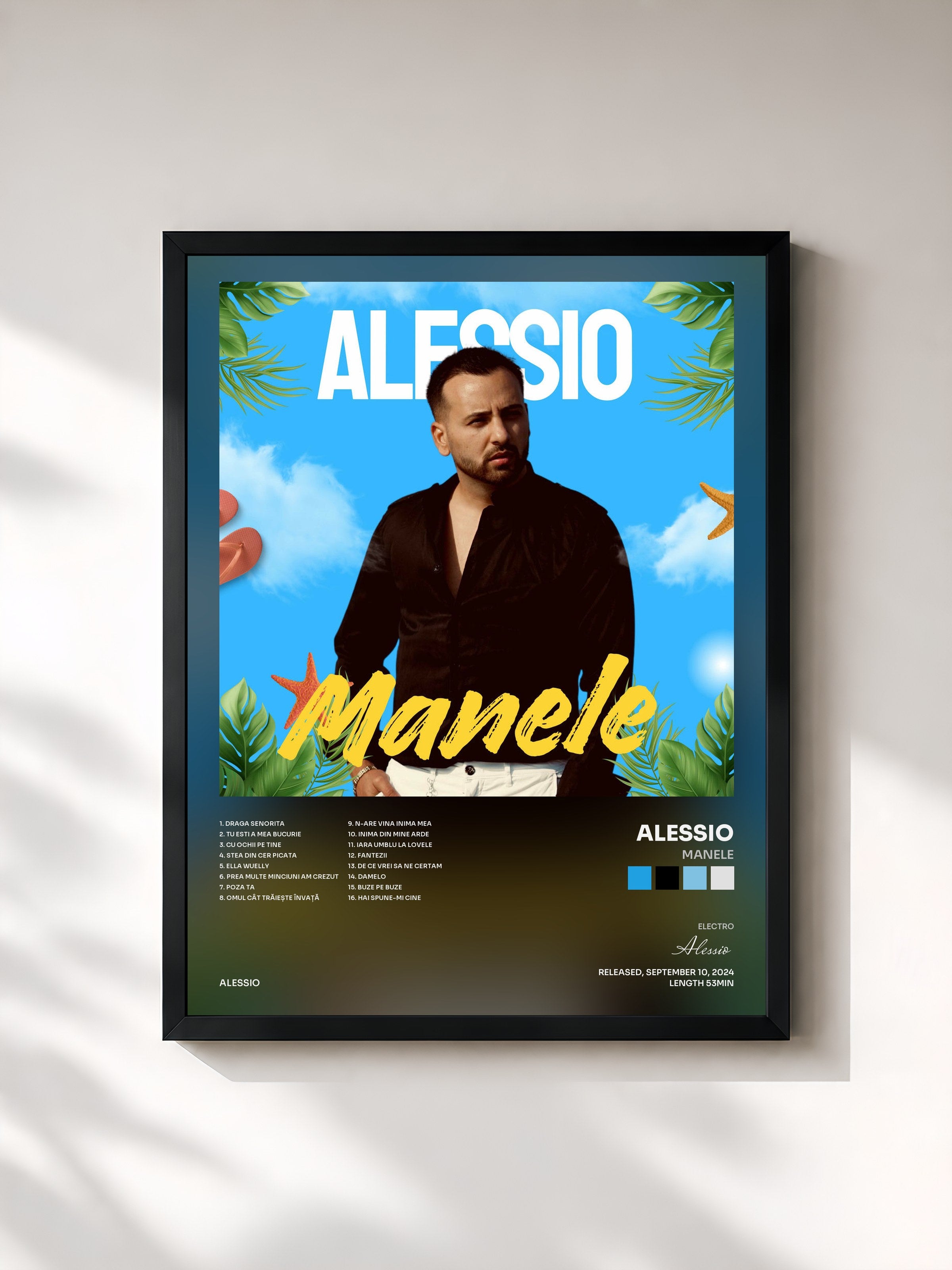 #noir Tableau de l'album Manele de Alessio, cadre noir, imprimé et encadré en France