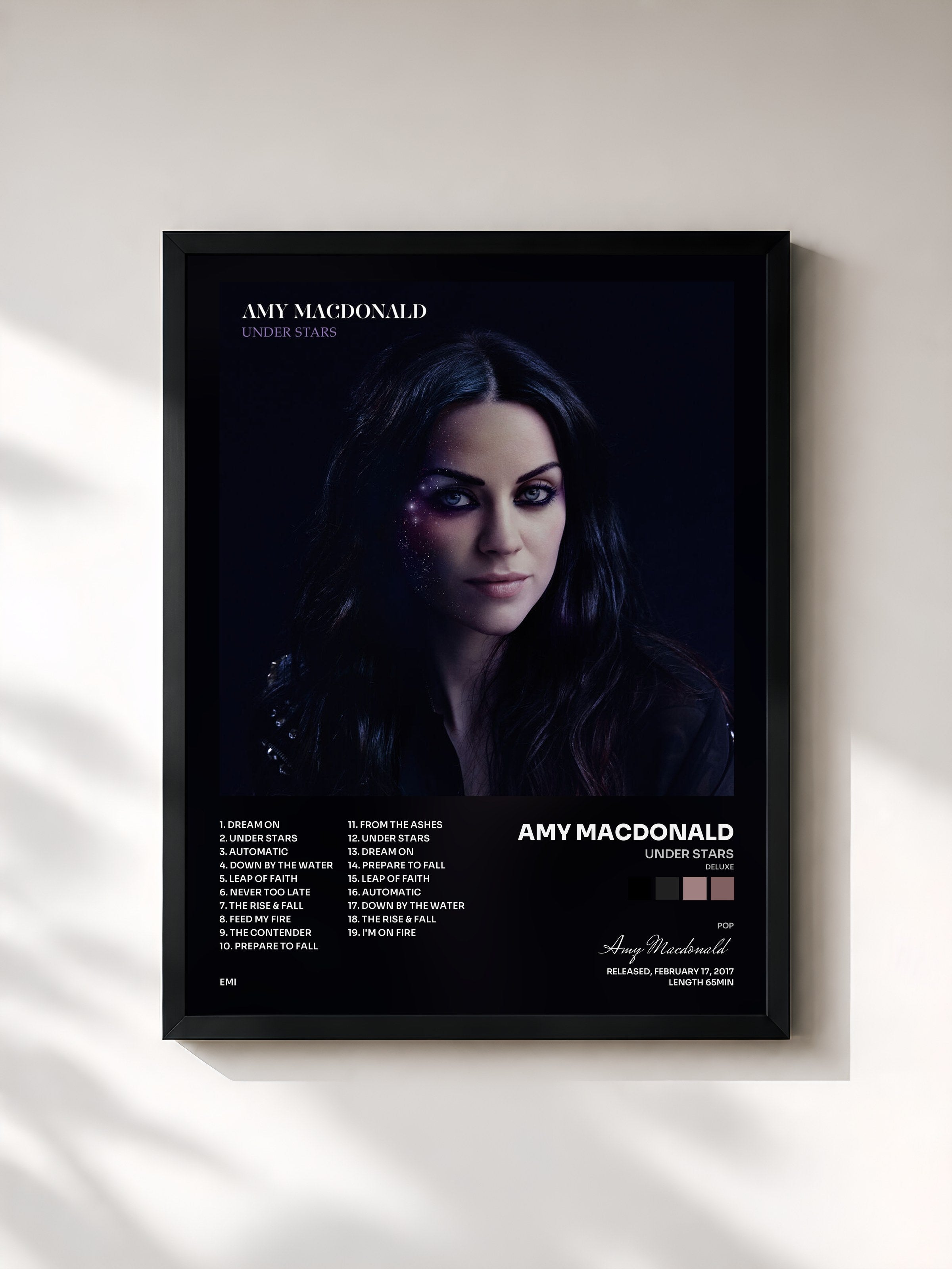 #noir Tableau de l'album Under Stars (Deluxe) de Amy Macdonald, cadre noir, imprimé et encadré en France