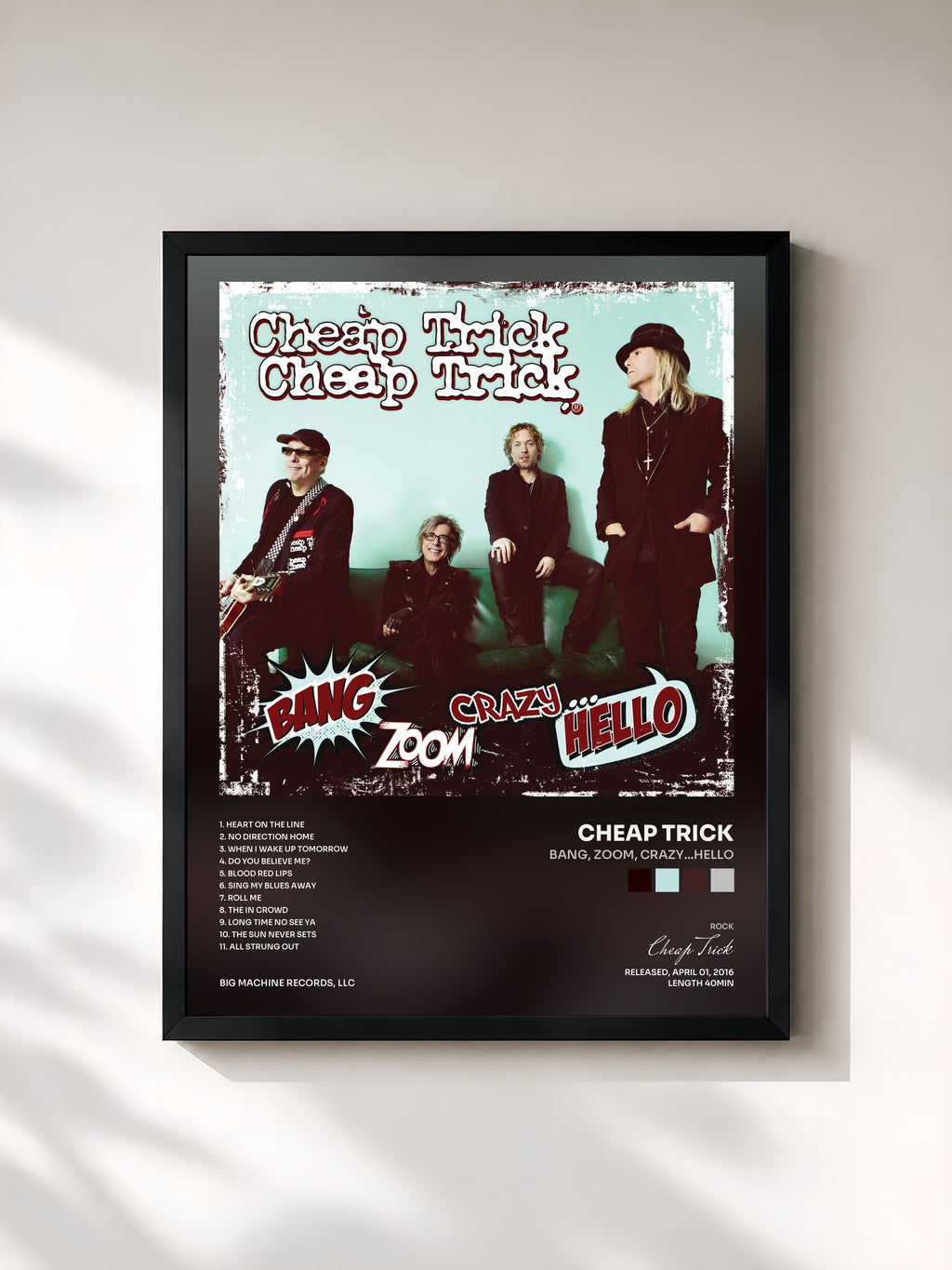 #noir Tableau de l'album Bang, Zoom, Crazy…Hello de Cheap Trick, cadre noir, imprimé et encadré en France