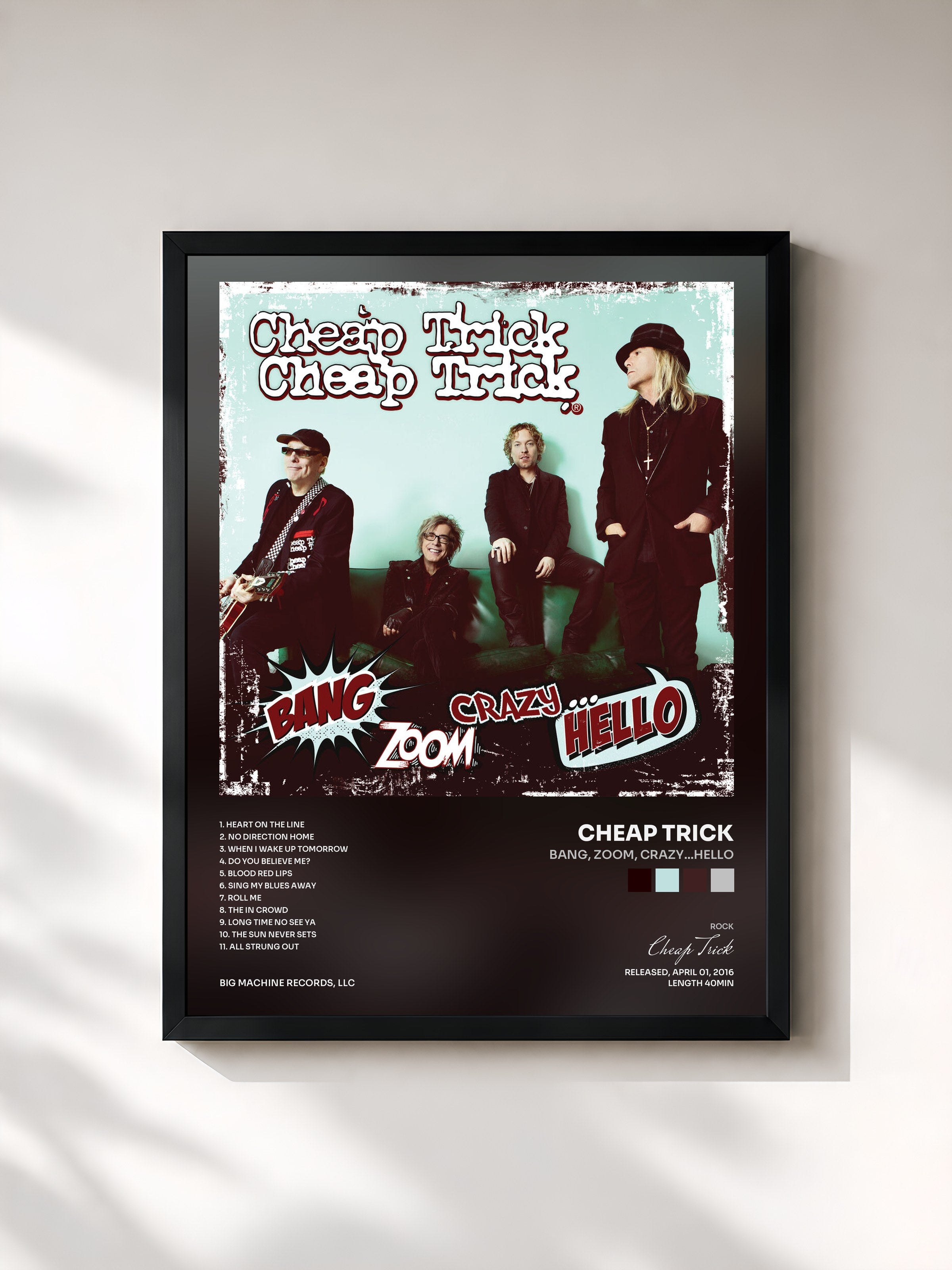#noir Tableau de l'album Bang, Zoom, Crazy…Hello de Cheap Trick, cadre noir, imprimé et encadré en France