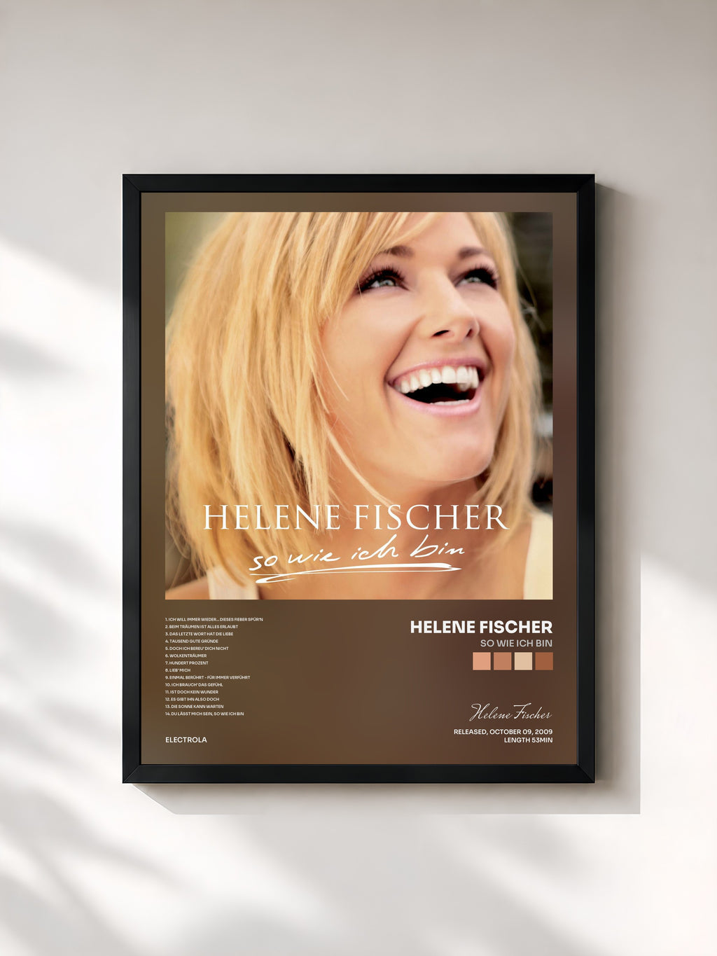 #noir Tableau de l'album So Wie Ich Bin de Helene Fischer, cadre noir, imprimé et encadré en France