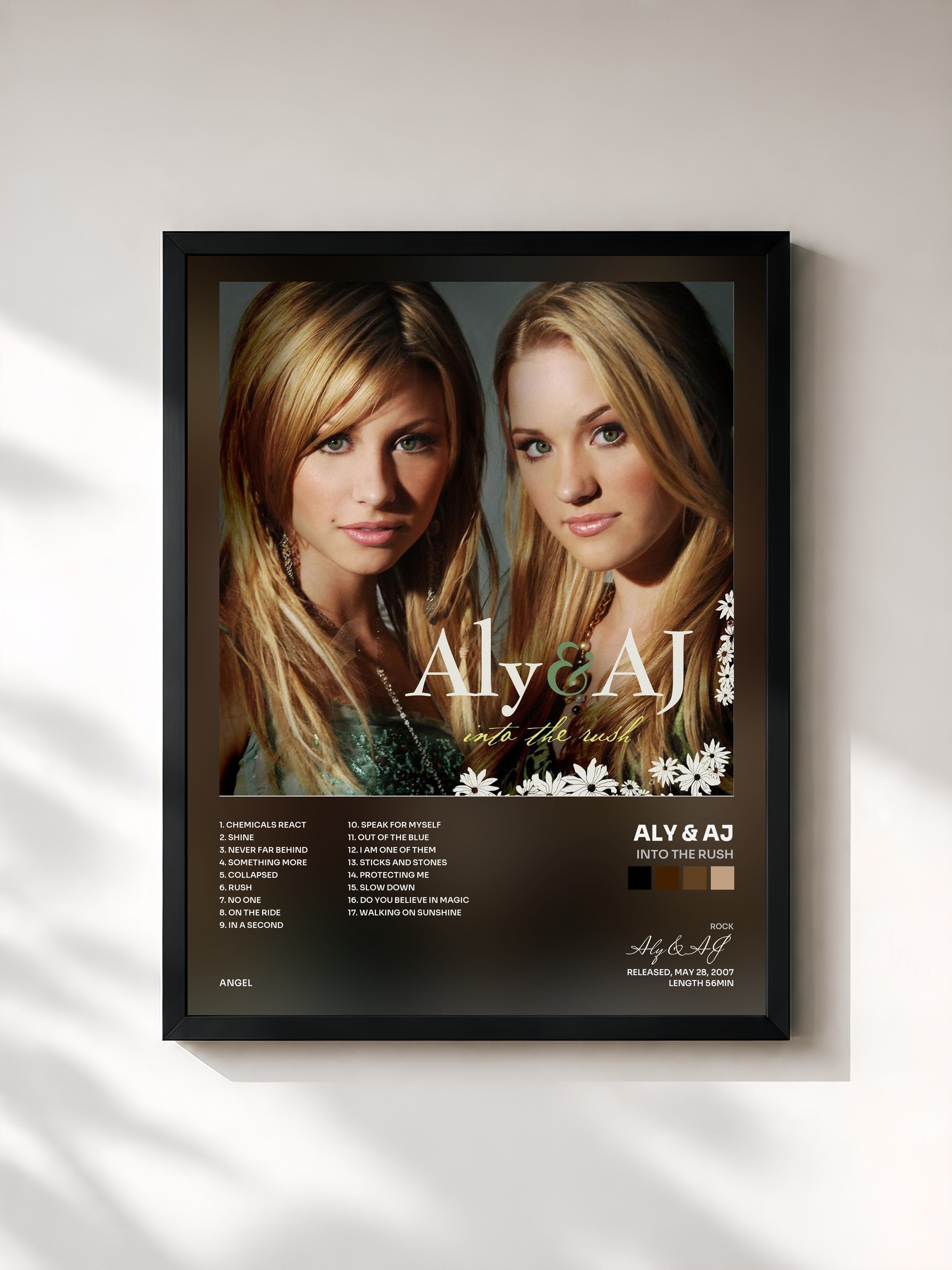 #noir Tableau de l'album Into The Rush de Aly & AJ, cadre noir, imprimé et encadré en France