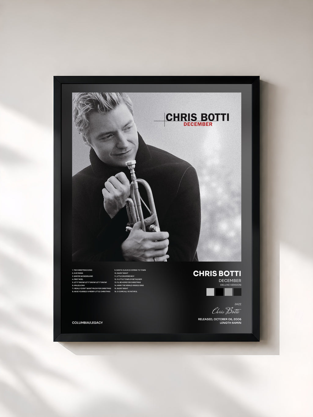 #noir Tableau de l'album December (Deluxe Version) de Chris Botti, cadre noir, imprimé et encadré en France