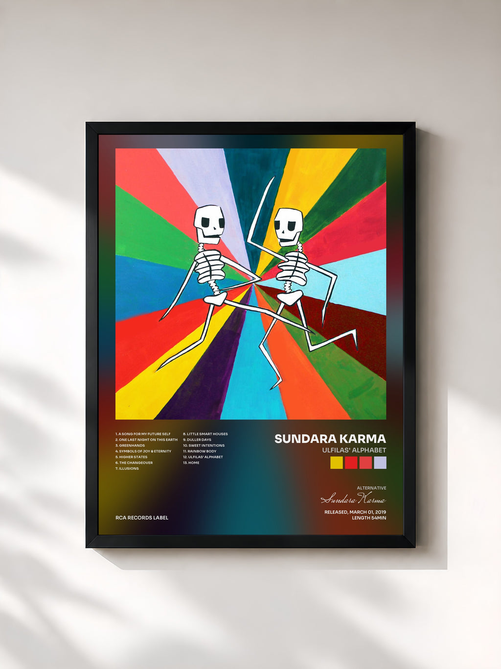 #noir Tableau de l'album Ulfilas' Alphabet de Sundara Karma, cadre noir, imprimé et encadré en France