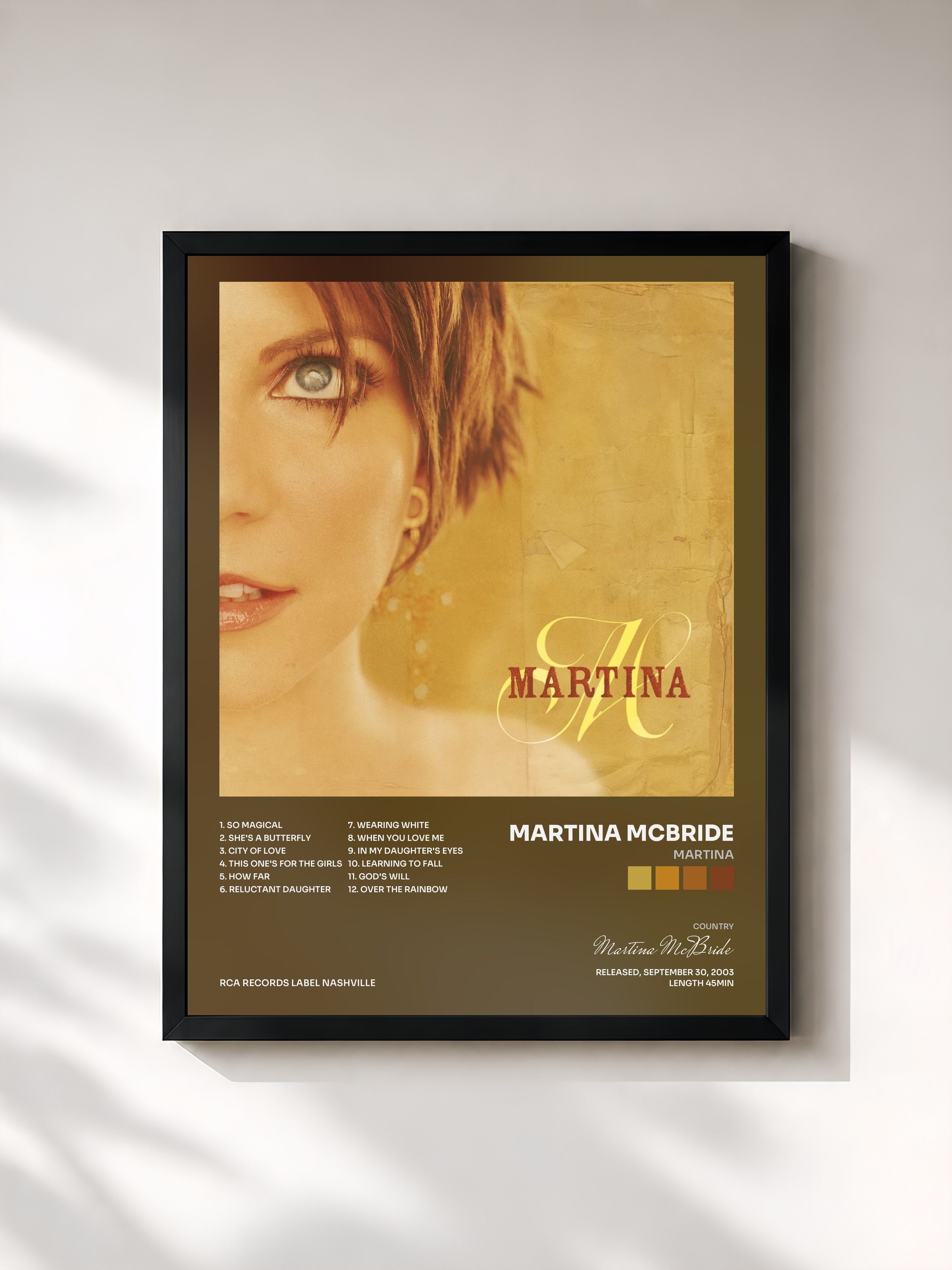 #noir Tableau de l'album Martina de Martina McBride, cadre noir, imprimé et encadré en France