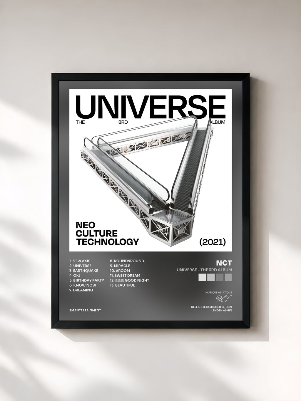#noir Tableau de l'album Universe - The 3rd Album de NCT, cadre noir, imprimé et encadré en France
