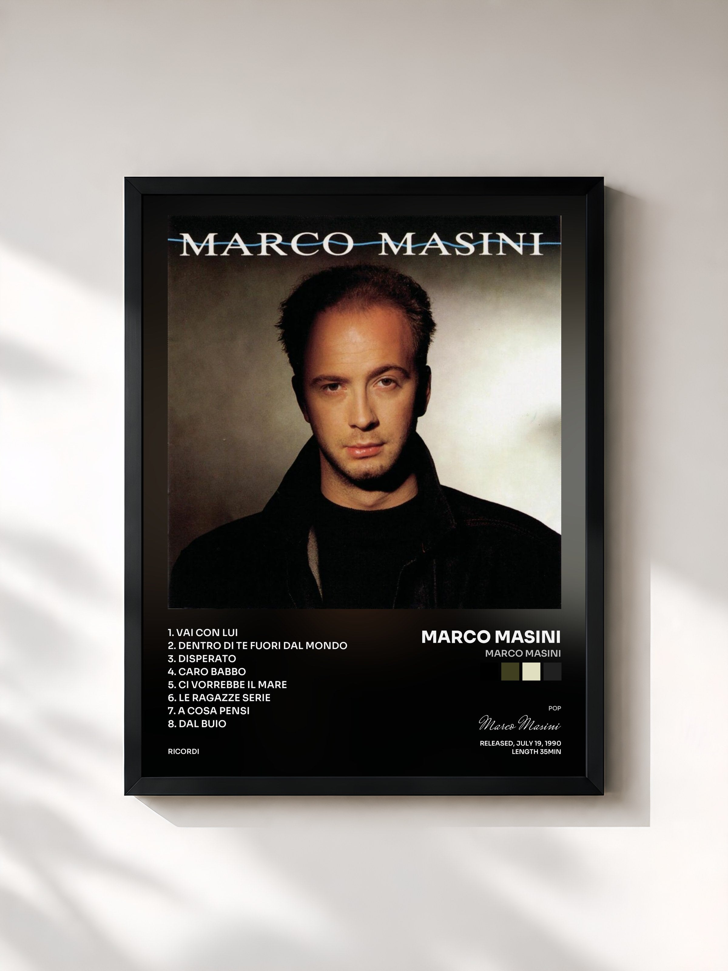 #noir Tableau de l'album Marco Masini de Marco Masini, cadre noir, imprimé et encadré en France