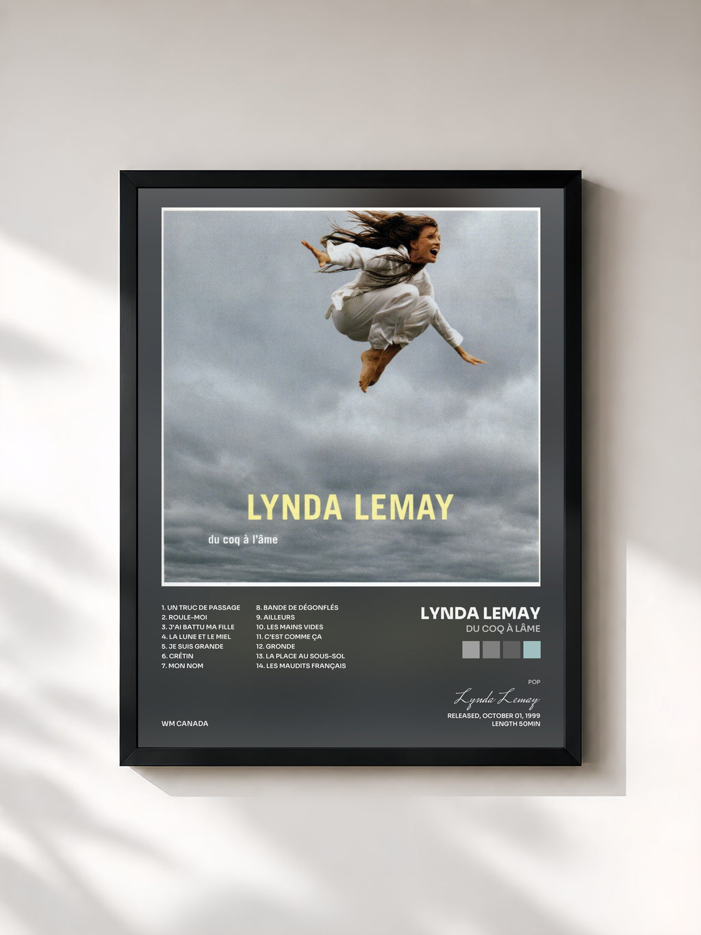 #noir Tableau de l'album Du coq à lâme de Lynda Lemay, cadre noir, imprimé et encadré en France
