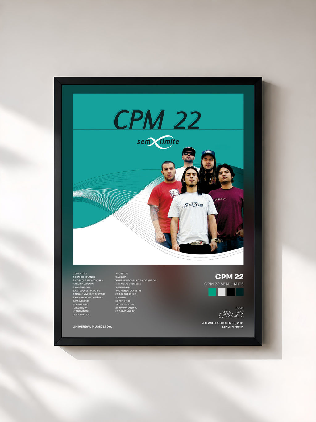 #noir Tableau de l'album CPM 22 Sem Limite de CPM 22, cadre noir, imprimé et encadré en France