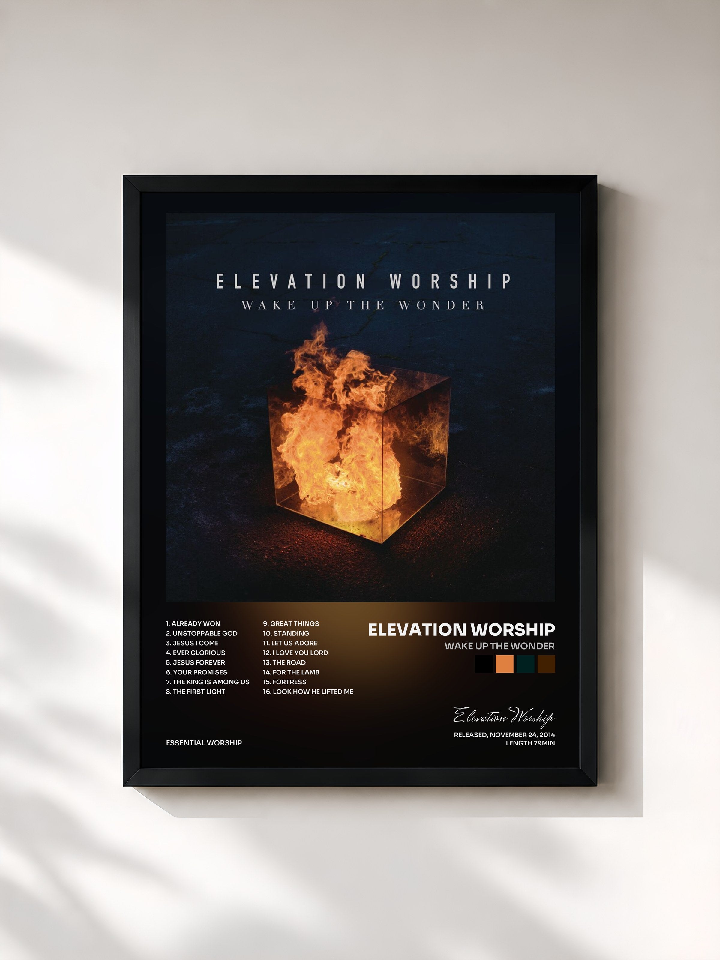 #noir Tableau de l'album Wake Up The Wonder de Elevation Worship, cadre noir, imprimé et encadré en France