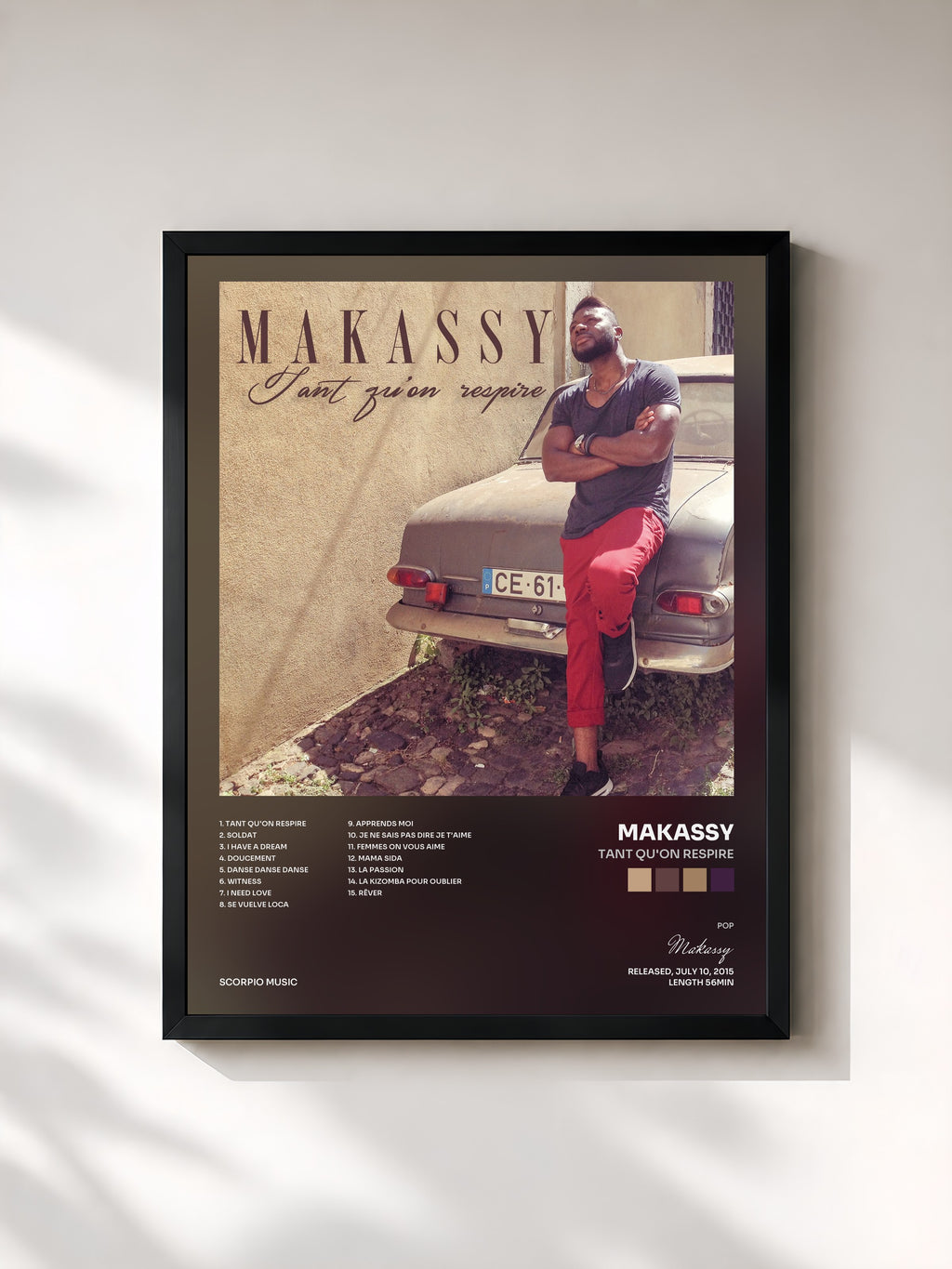 #noir Tableau de l'album Tant qu'on respire de Makassy, cadre noir, imprimé et encadré en France