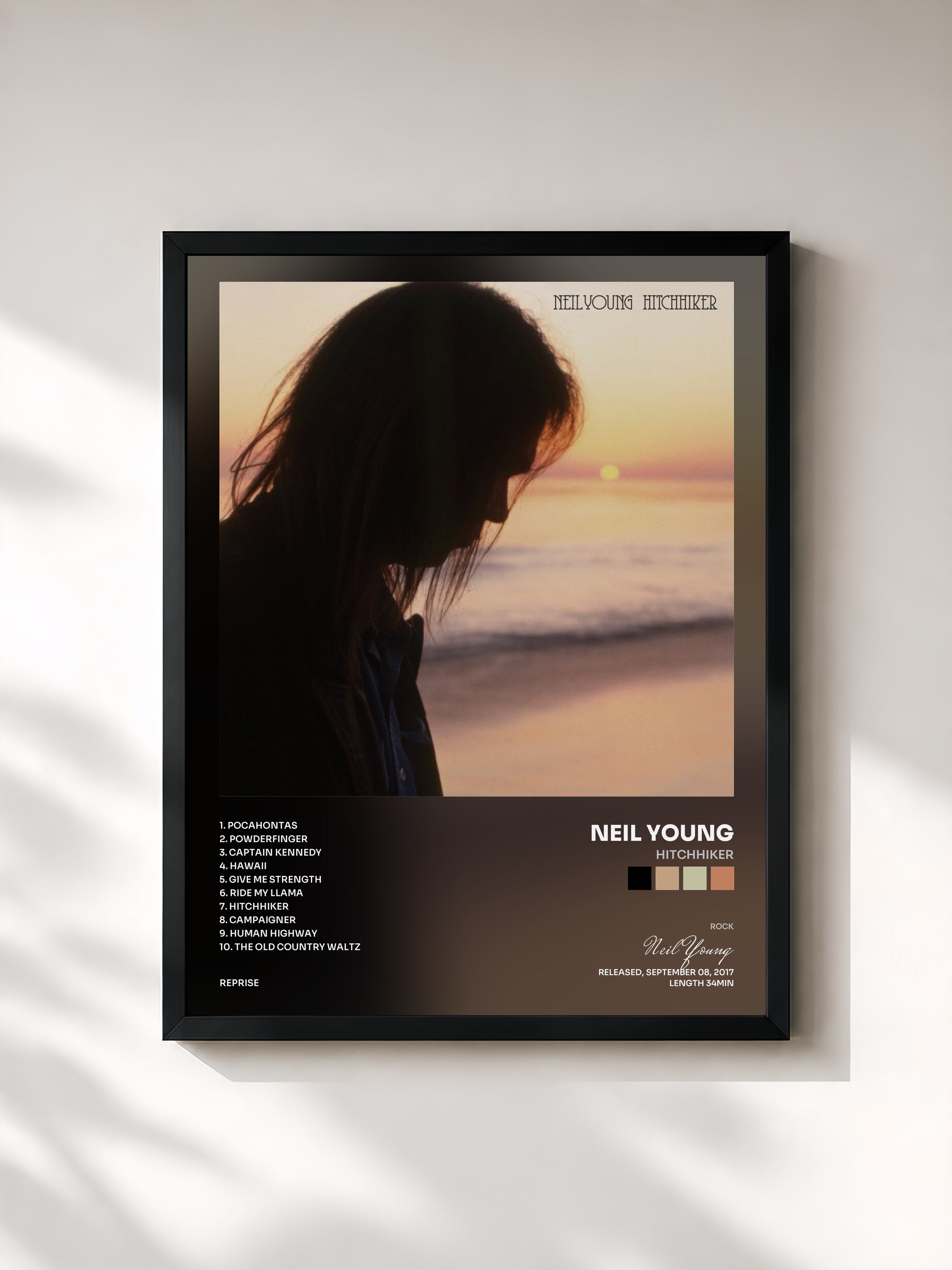 Neil Young · Hitchhiker — Lámina enmarcada