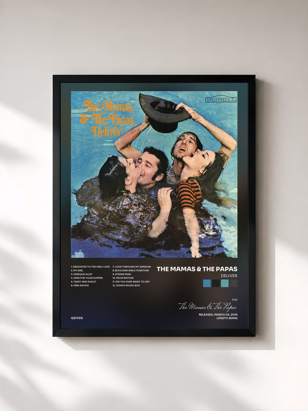 #noir Tableau de l'album Deliver de The Mamas & The Papas, cadre noir, imprimé et encadré en France