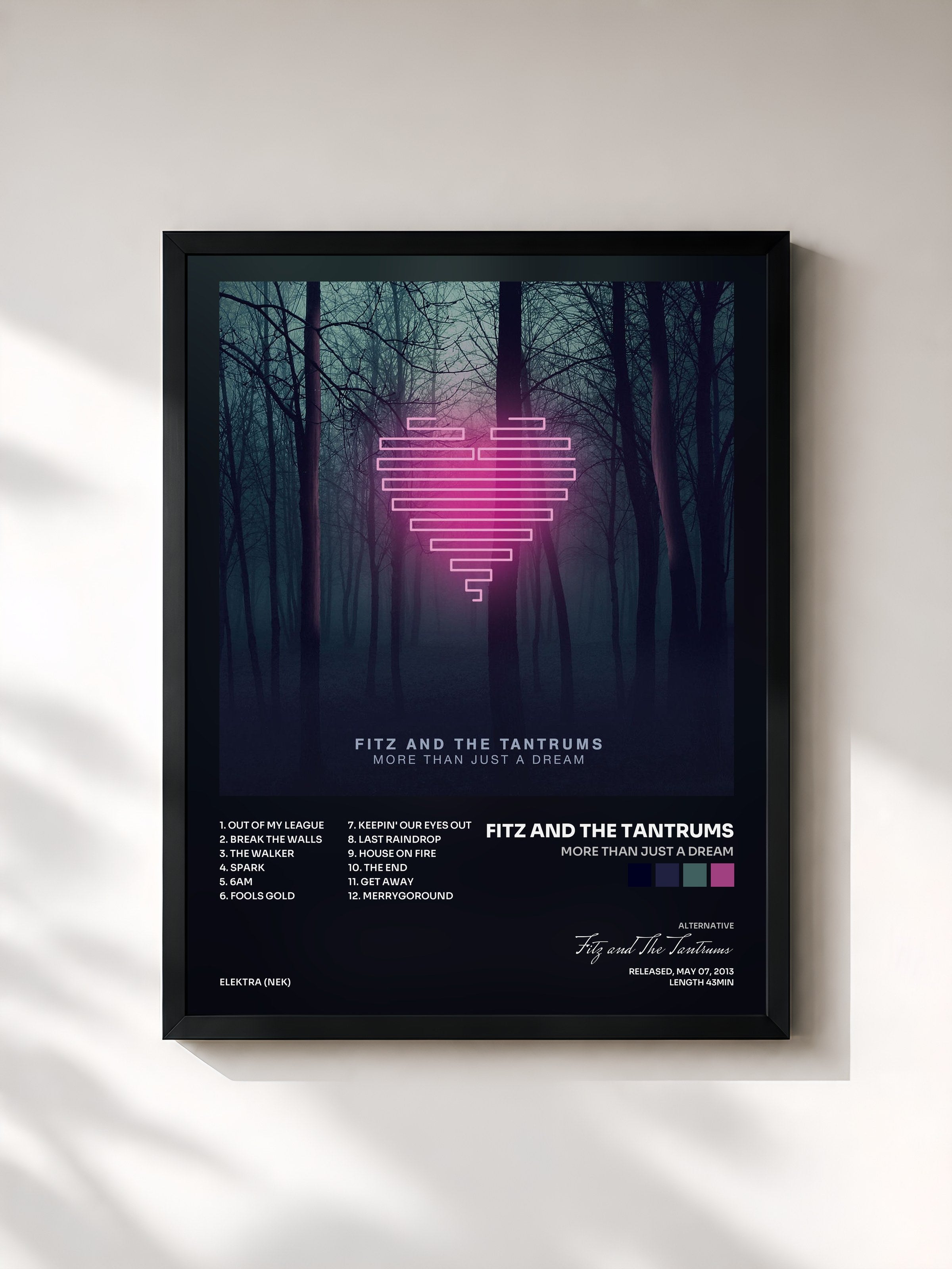 #noir Tableau de l'album More Than Just a Dream de Fitz and The Tantrums, cadre noir, imprimé et encadré en France