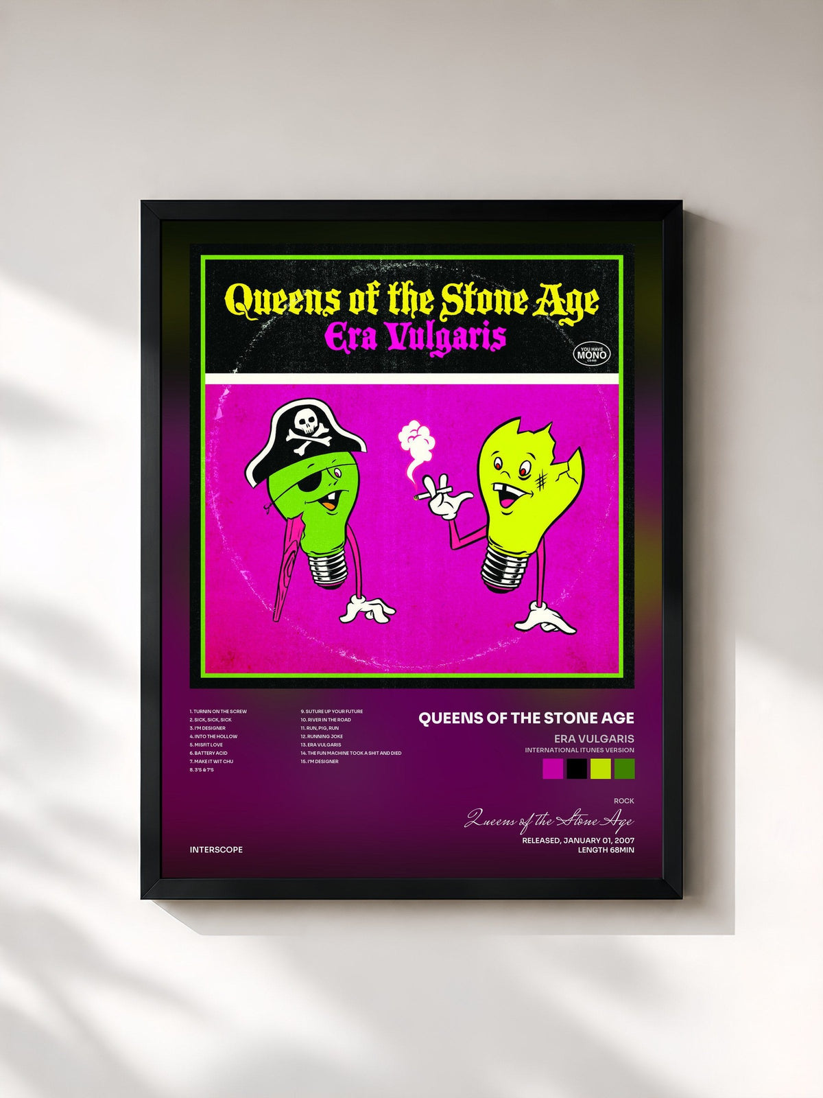 #noir Era Vulgaris (International iTunes Version) by Queens of the Stone Age as a framed art print, black frame, printed and framed in France