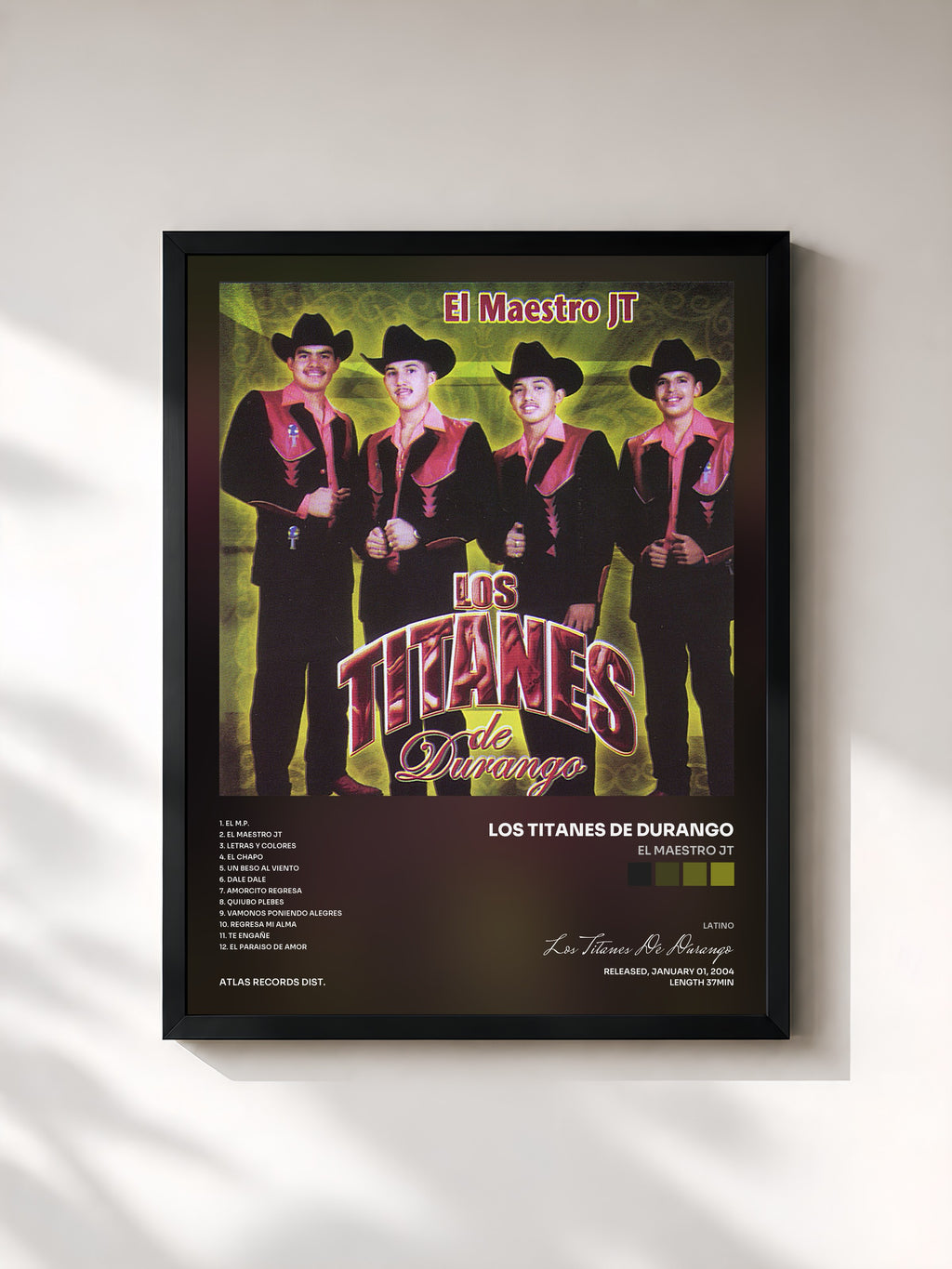 #noir Tableau de l'album El Maestro JT de Los Titanes De Durango, cadre noir, imprimé et encadré en France