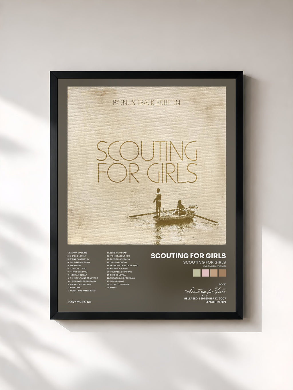 #noir Tableau de l'album Scouting For Girls (Expanded Edition) de Scouting for Girls, cadre noir, imprimé et encadré en France