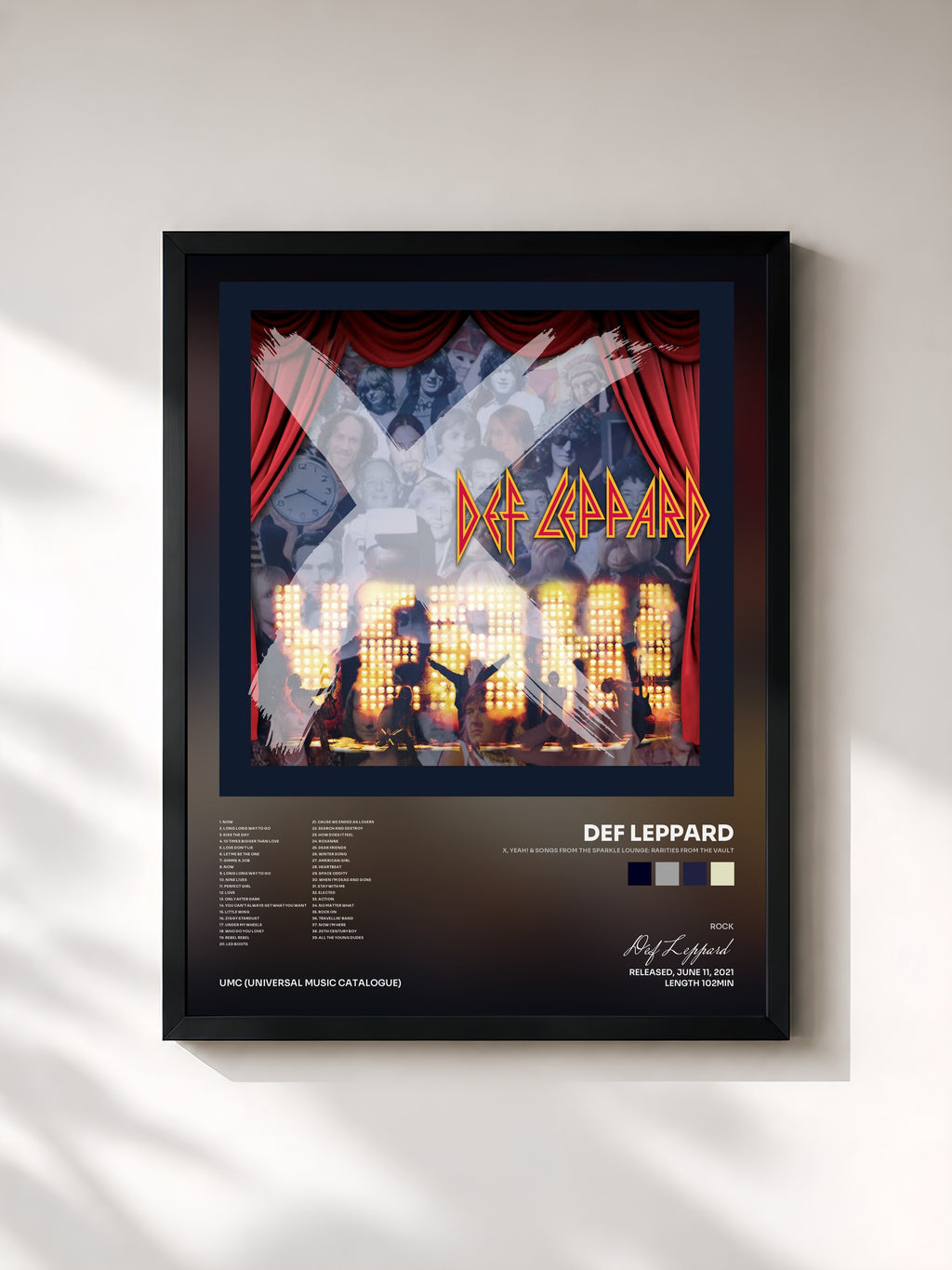 #noir Tableau de l'album X, Yeah! & Songs From The Sparkle Lounge: Rarities From The Vault de Def Leppard, cadre noir, imprimé et encadré en France
