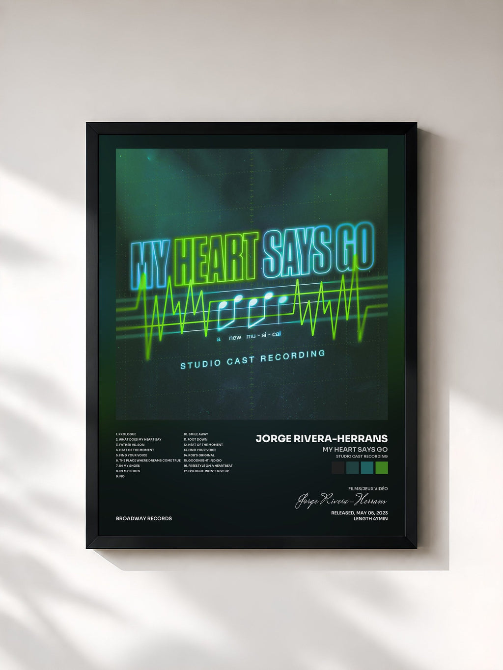 #noir My Heart Says Go (Studio Cast Recording) di Jorge Rivera-Herrans in stampa incorniciata, cornice nera, stampata e incorniciata in Francia