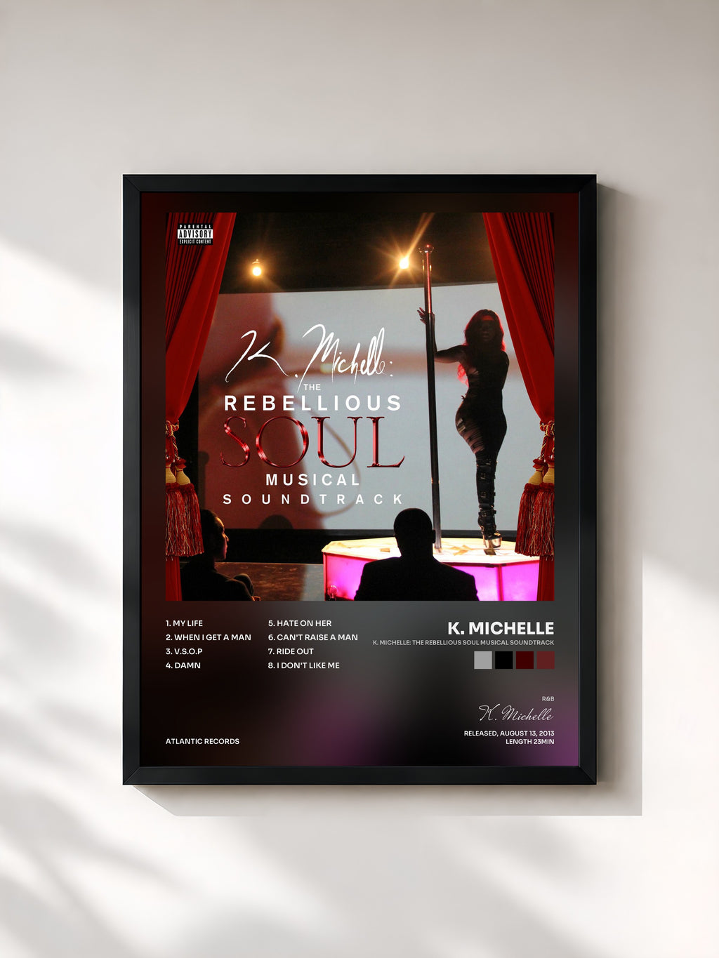#noir Tableau de l'album K. Michelle: The Rebellious Soul Musical Soundtrack de K. Michelle, cadre noir, imprimé et encadré en France