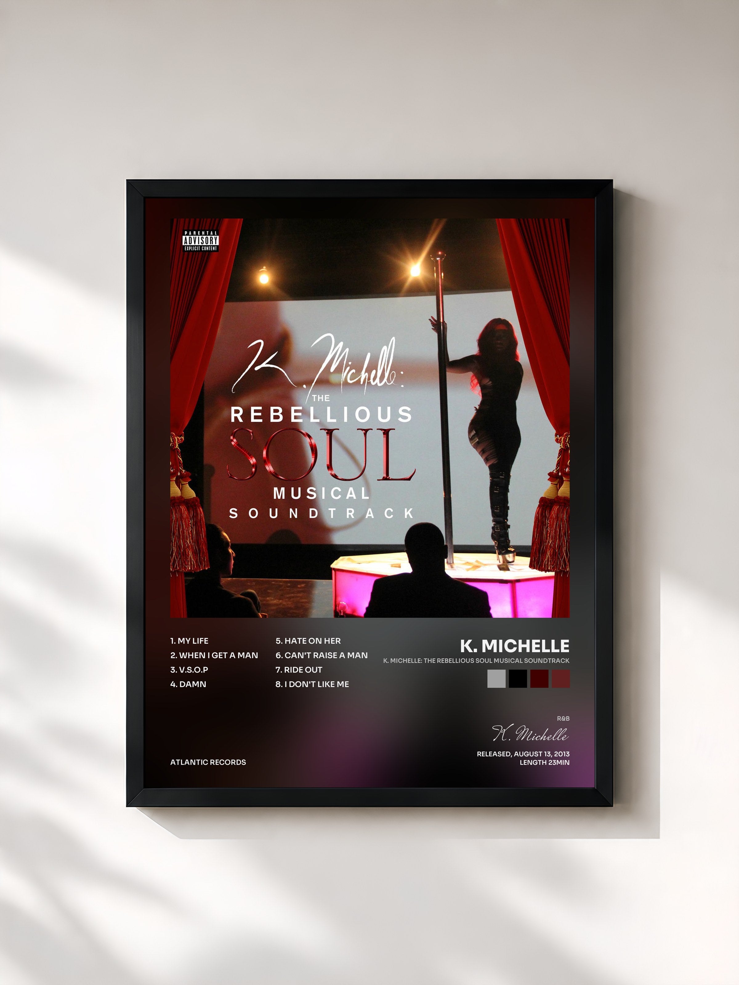 #noir Tableau de l'album K. Michelle: The Rebellious Soul Musical Soundtrack de K. Michelle, cadre noir, imprimé et encadré en France