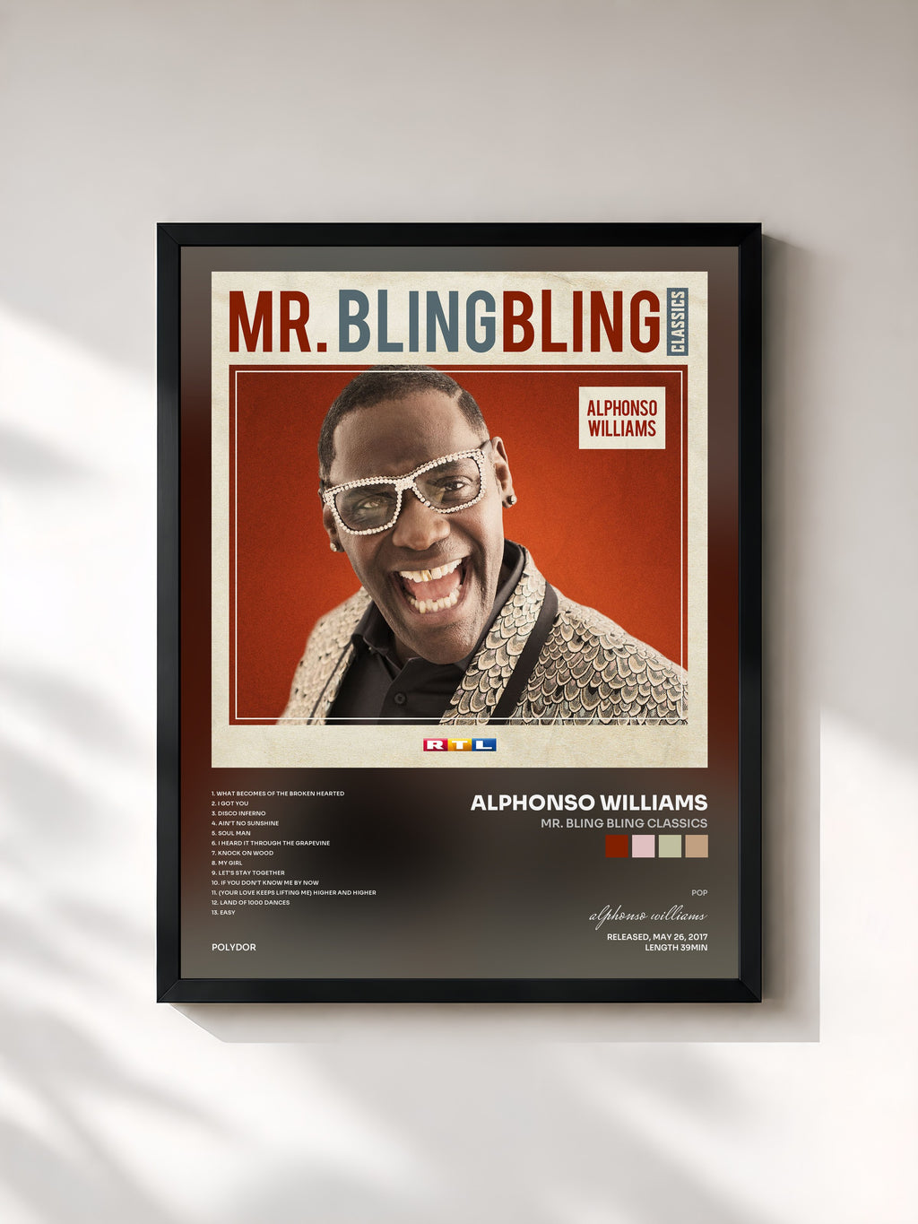 #noir Tableau de l'album Mr. Bling Bling Classics de alphonso williams, cadre noir, imprimé et encadré en France