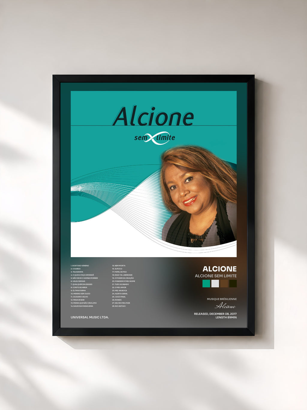 #noir Tableau de l'album Alcione Sem Limite de Alcione, cadre noir, imprimé et encadré en France